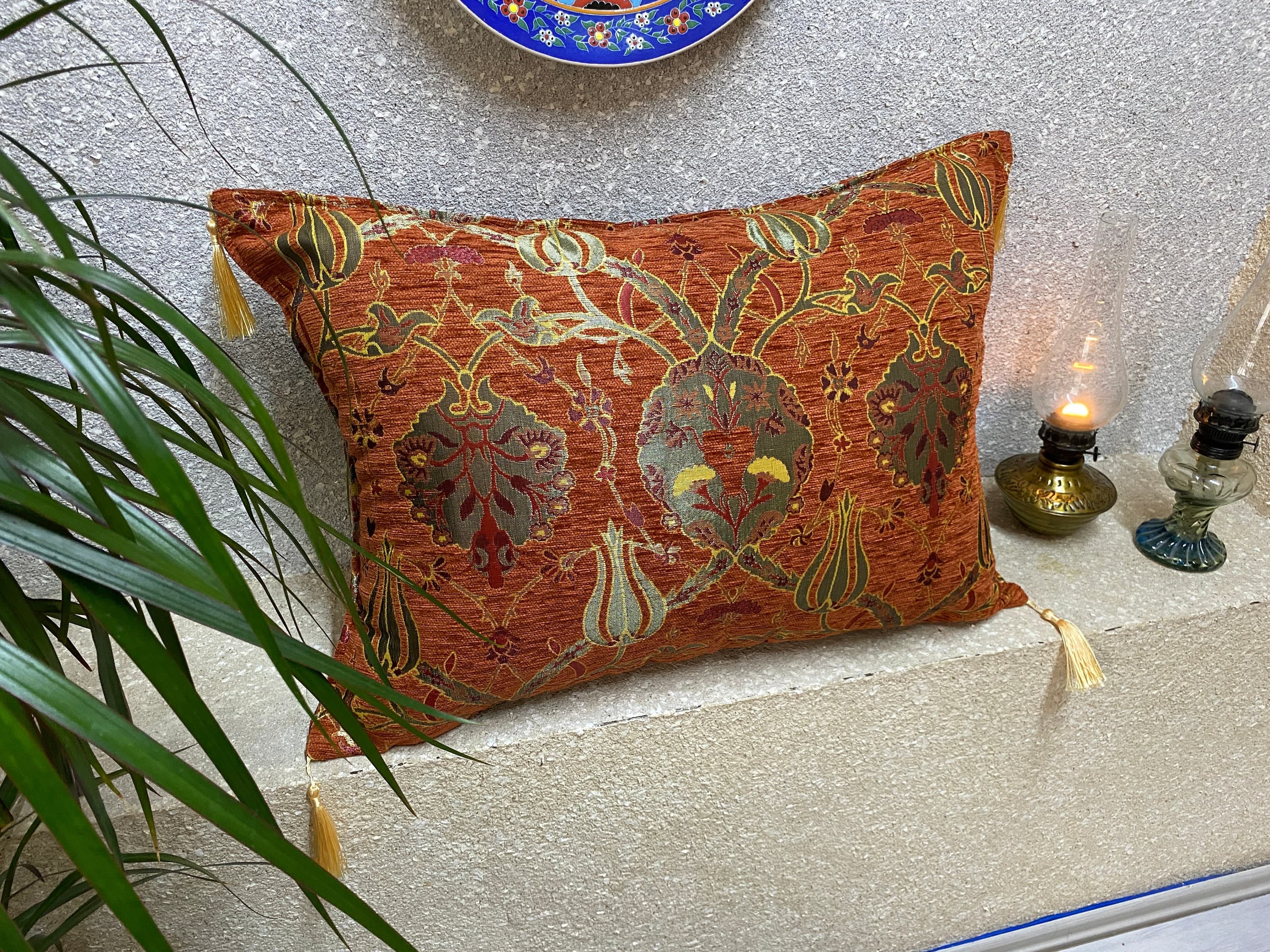 SET OF 2 Turkish Cushion Covers, Terracotta Oriental Pillow Case, Decorative Handmade Boho Style Pillow Case, CSH-101-104 - image 5