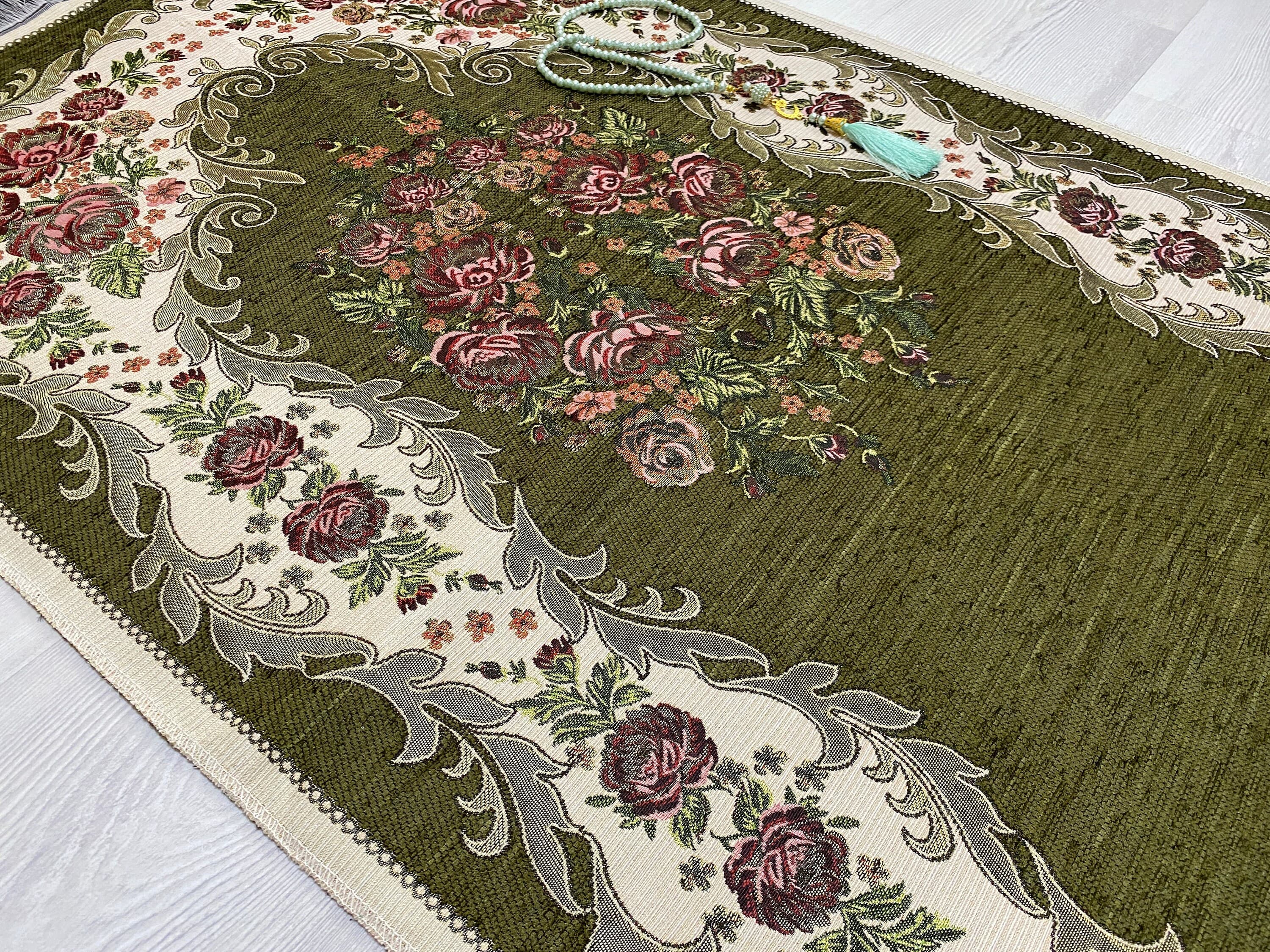 Khaki Light  Prayer Mat, Sejadah Prayer Mat with Tasbeeh,Muslim Wedding Gift, Prayer Rug, Muslim Janamaz, Islamic Gift, RNR525 - image 5
