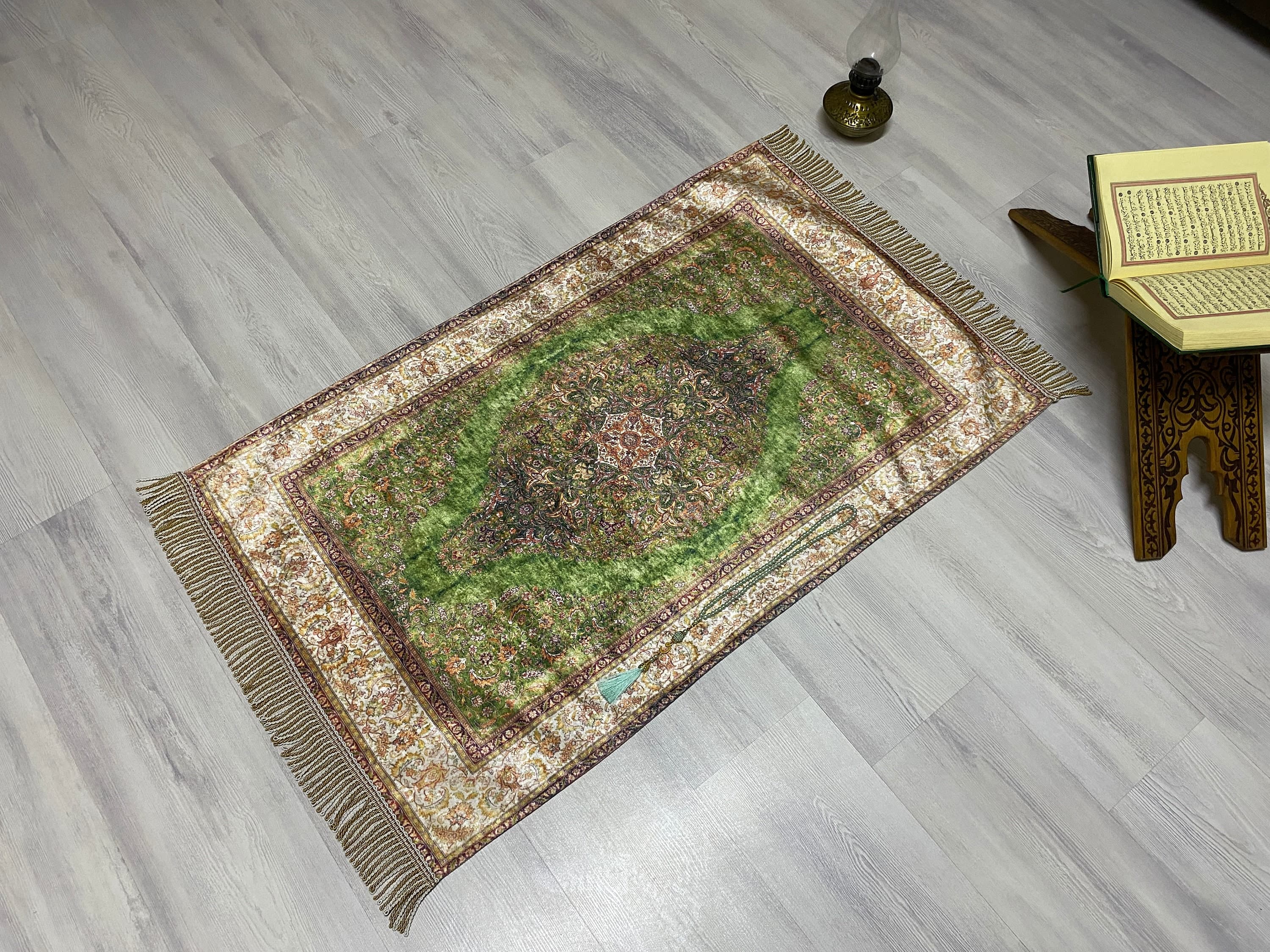 Pistachio Green Prayer Rug, Prayer Mat, Musallah Namaaz Islamic Gift, Eid Hajj Umrah Gift, Janamaz Sejedah Muslim Turkish Rug, RNR481