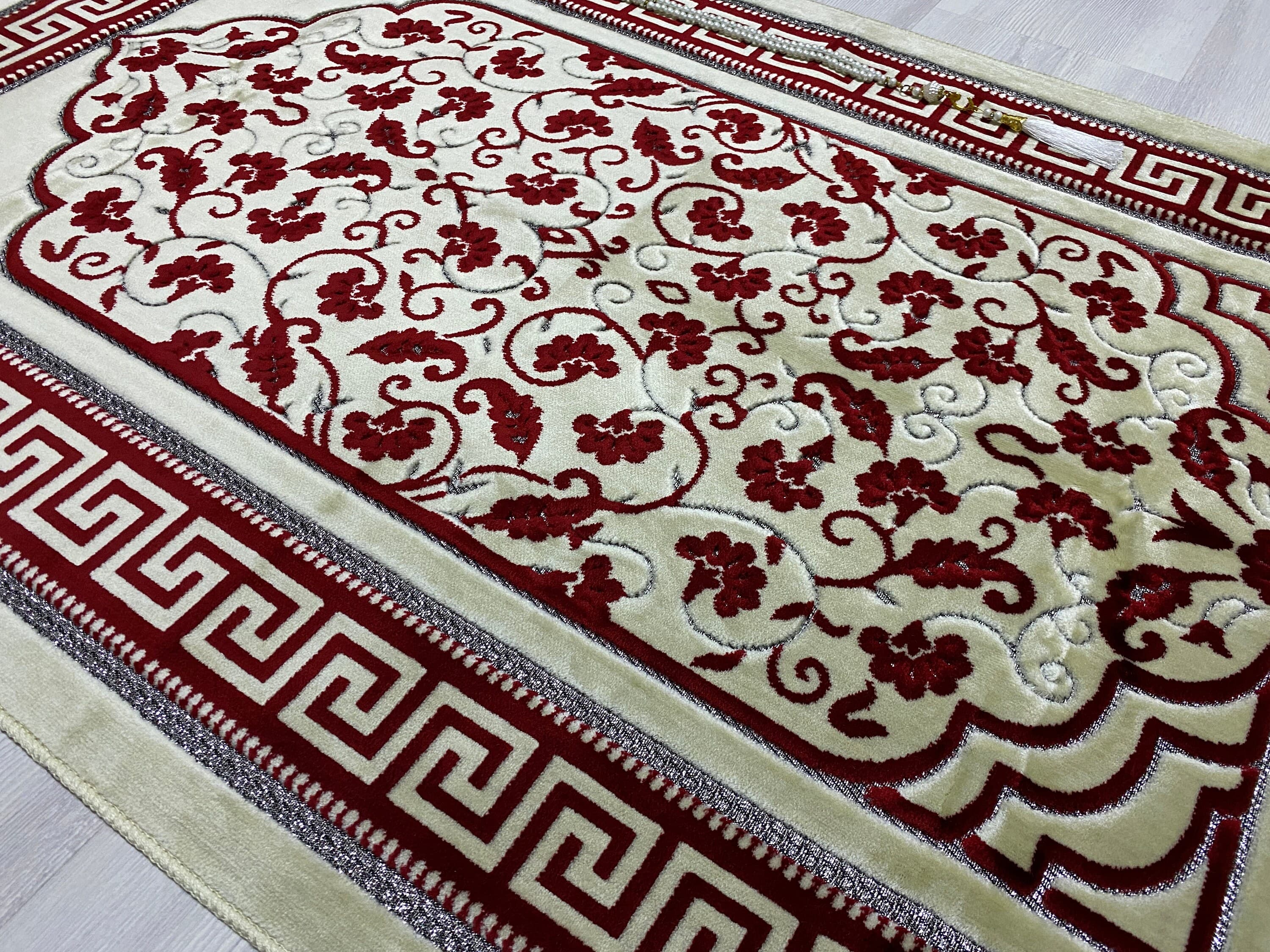 Soft Red Prayer Mat, Nikah Gift, Sejadah Prayer Mat with Tasbeeh, Muslim Wedding Gift, Prayer Rug, Muslim Janamaz, Islamic Gift, RNR503 - image 5