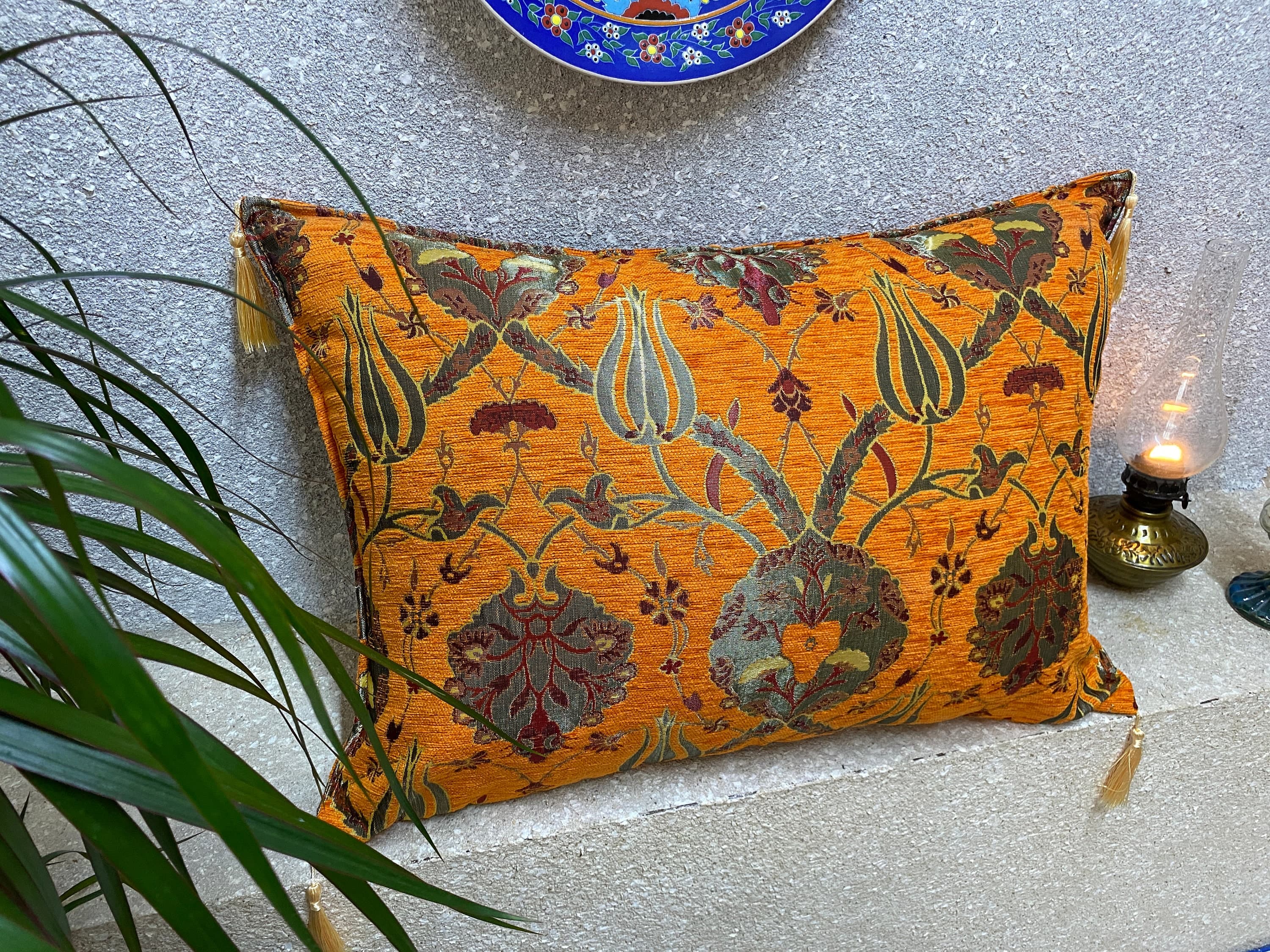 Beautiful Tulip Pattern Ottoman Chenille Woven Cushion Covers, Bohemian Pillow, Kilim Sham, Couch Pillow,  18x26 Inch Cushion Covers, CSH102 - image 4