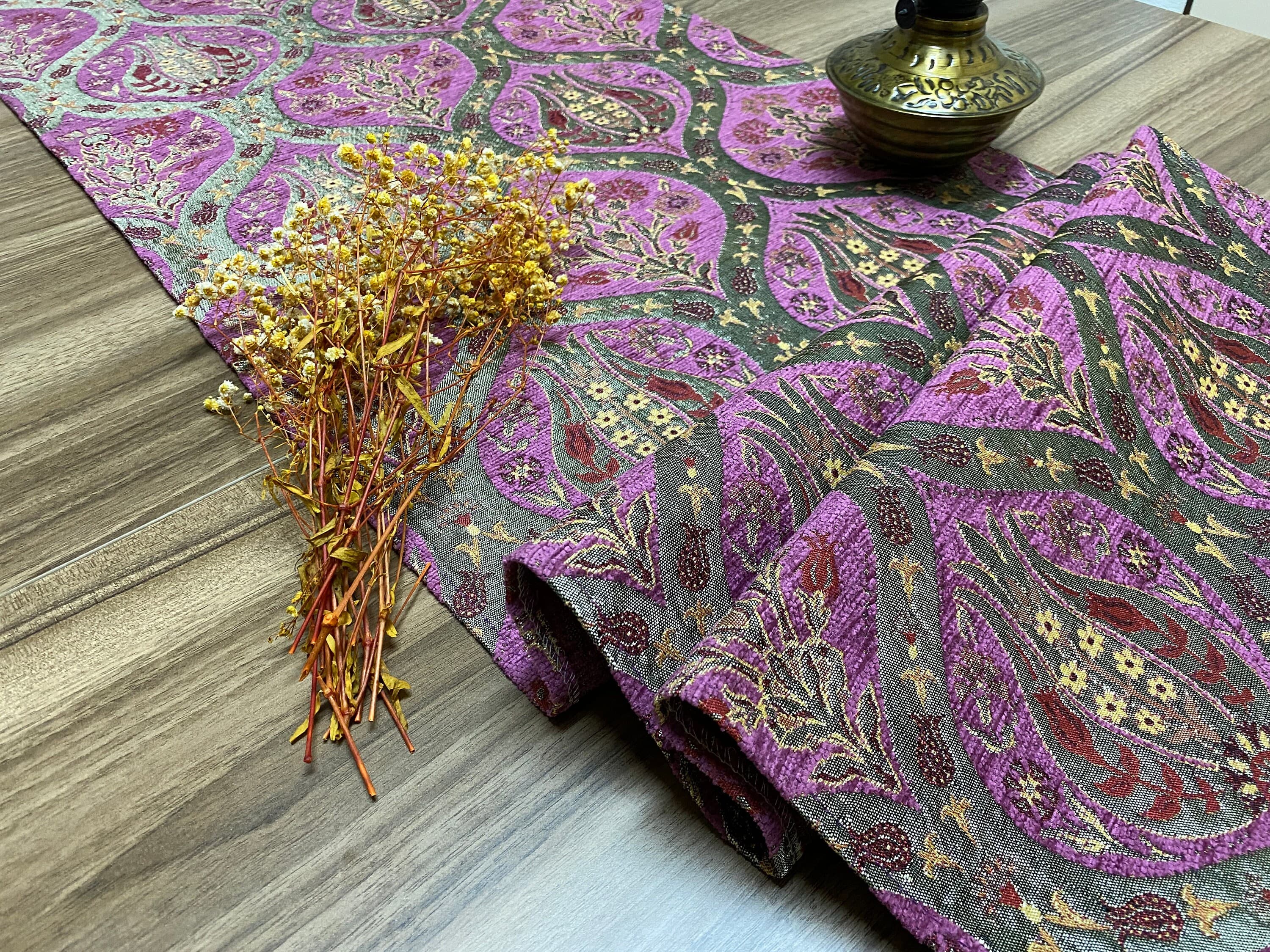 Fuchsia Tulip Pattern Turkish Coffee Table Cloth Runner,  Carnation Boho Wedding Oriental Table Runner, Diner Table Runner Cloth, RNR257 - image 4