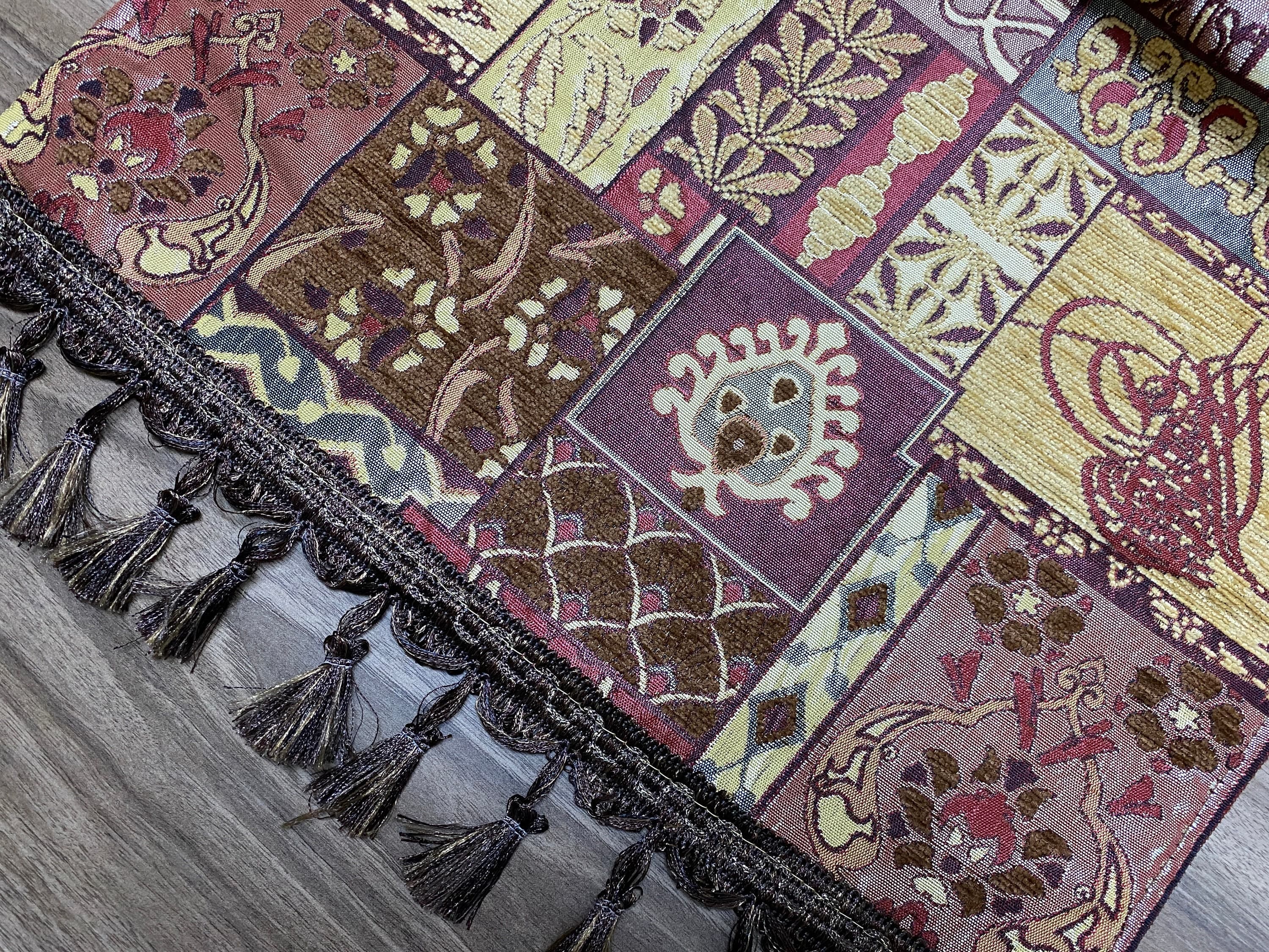 Brown Ottoman Pattern Turkish Coffee Table Cloth Runner,  Home Boho Wedding Oriental Table Runner, Long Gray Diner Table Runner, RNR418 - image 5