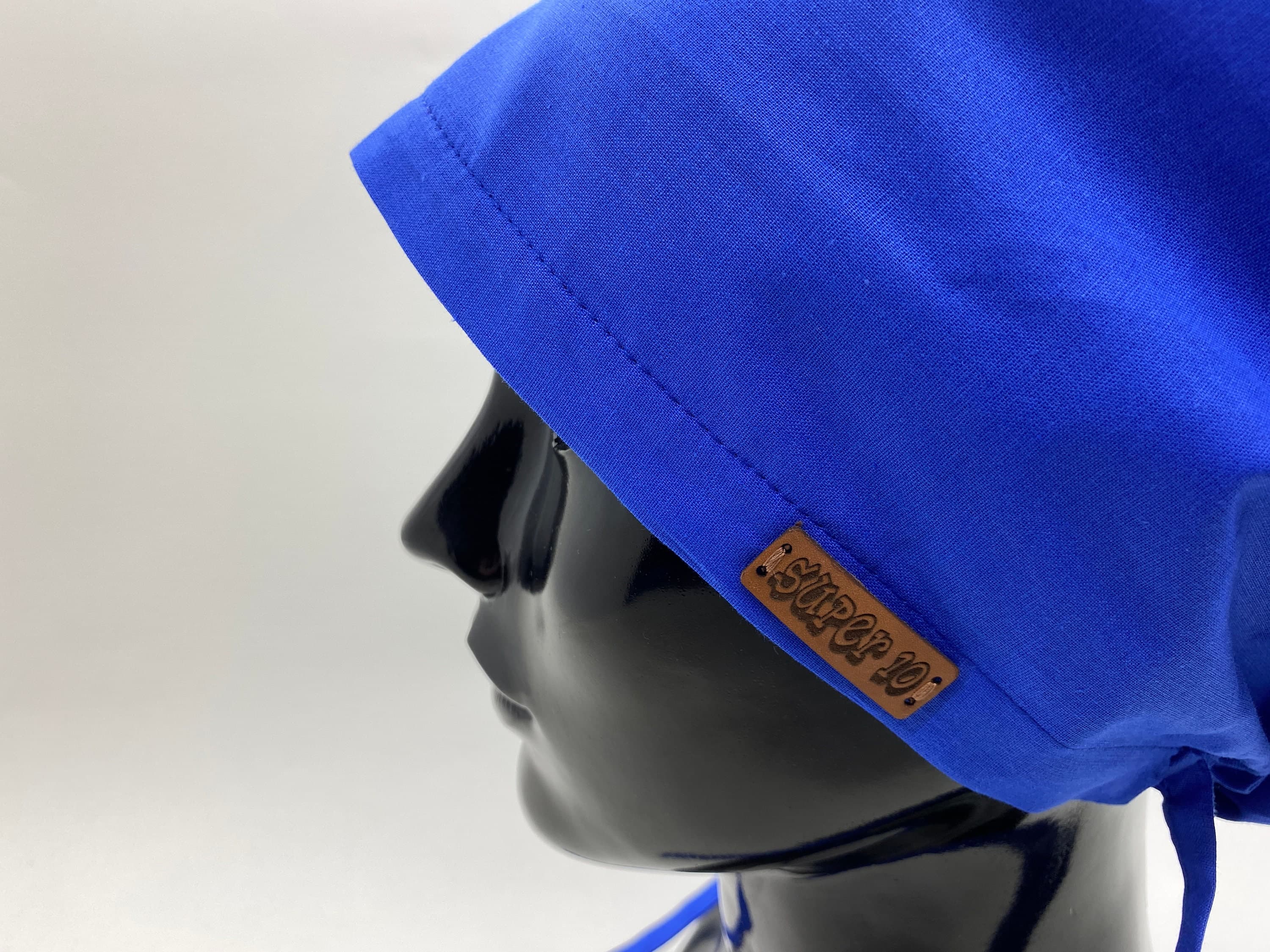 Blue Surgical Scrub Cap Hat with Buttons Bouffant, Surgical Hat for Women with Long Hair, Electrocardiogram Print Cotton Scrub Cap,  HAT200 - image 4