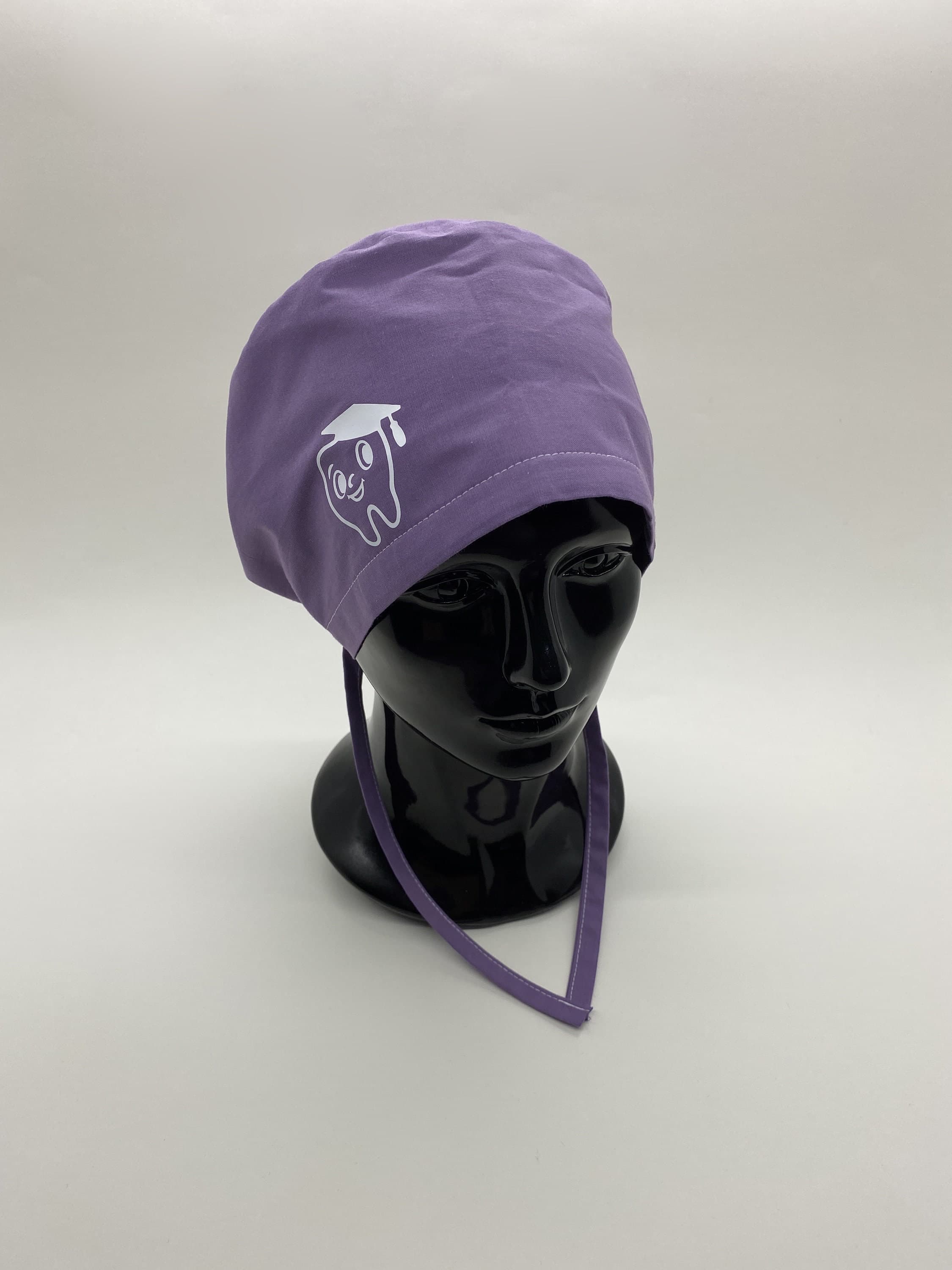 Scrub Cap, Lilac Dental Surgical Scrub Cap, Tooth Print Scrub Cap with Buttons Ear Saver, Dentistry Surgical Scrub Hat,      HAT209