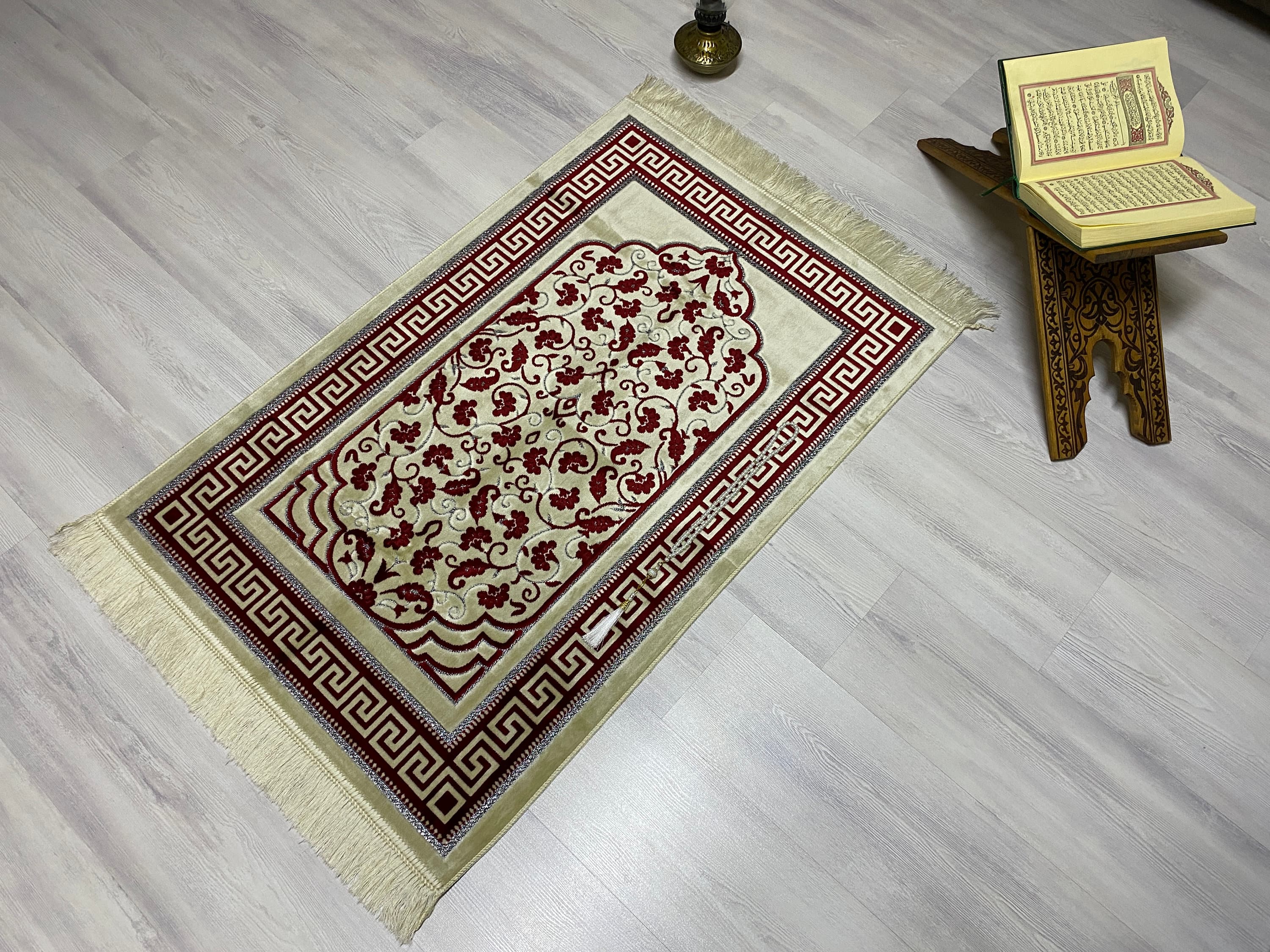Soft Red Prayer Mat, Nikah Gift, Sejadah Prayer Mat with Tasbeeh, Muslim Wedding Gift, Prayer Rug, Muslim Janamaz, Islamic Gift, RNR503