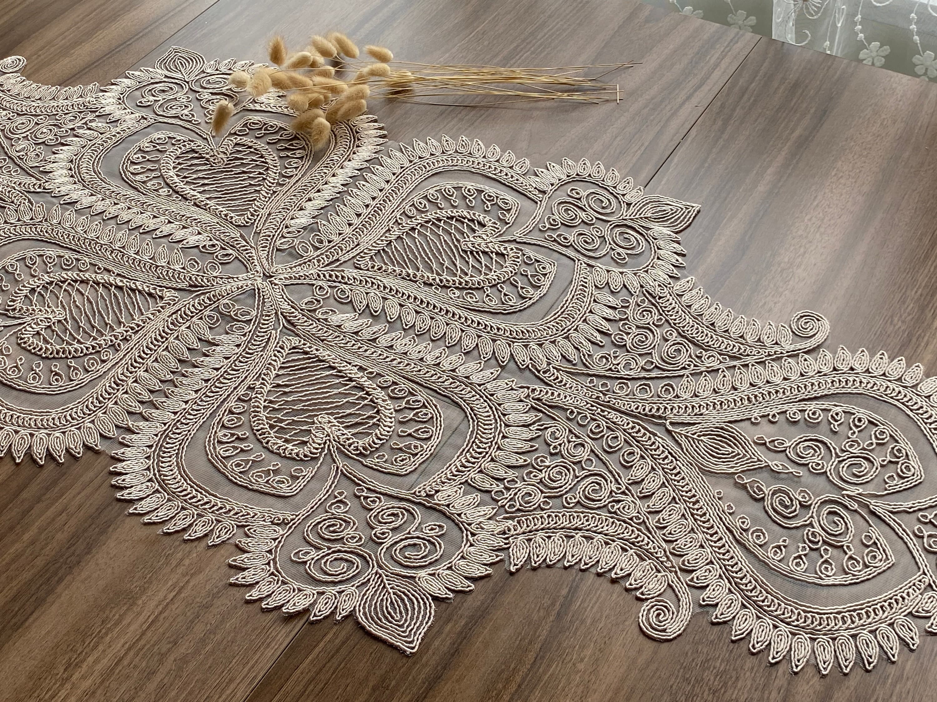 Cappuccino French Lace Table Runner, Delicate French Lace Table Runner For Wedding Table, Table Decoration, Organizations, Weddings, LC221 - image 3