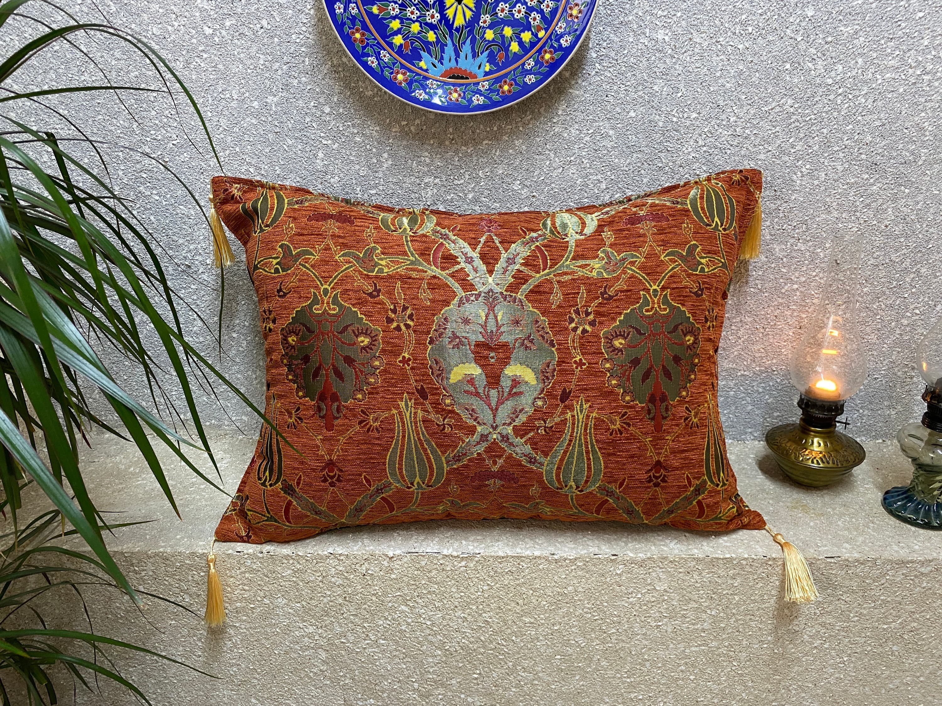 SET OF 2 Turkish Cushion Covers, Terracotta Oriental Pillow Case, Decorative Handmade Boho Style Pillow Case, CSH-101-104 - image 3