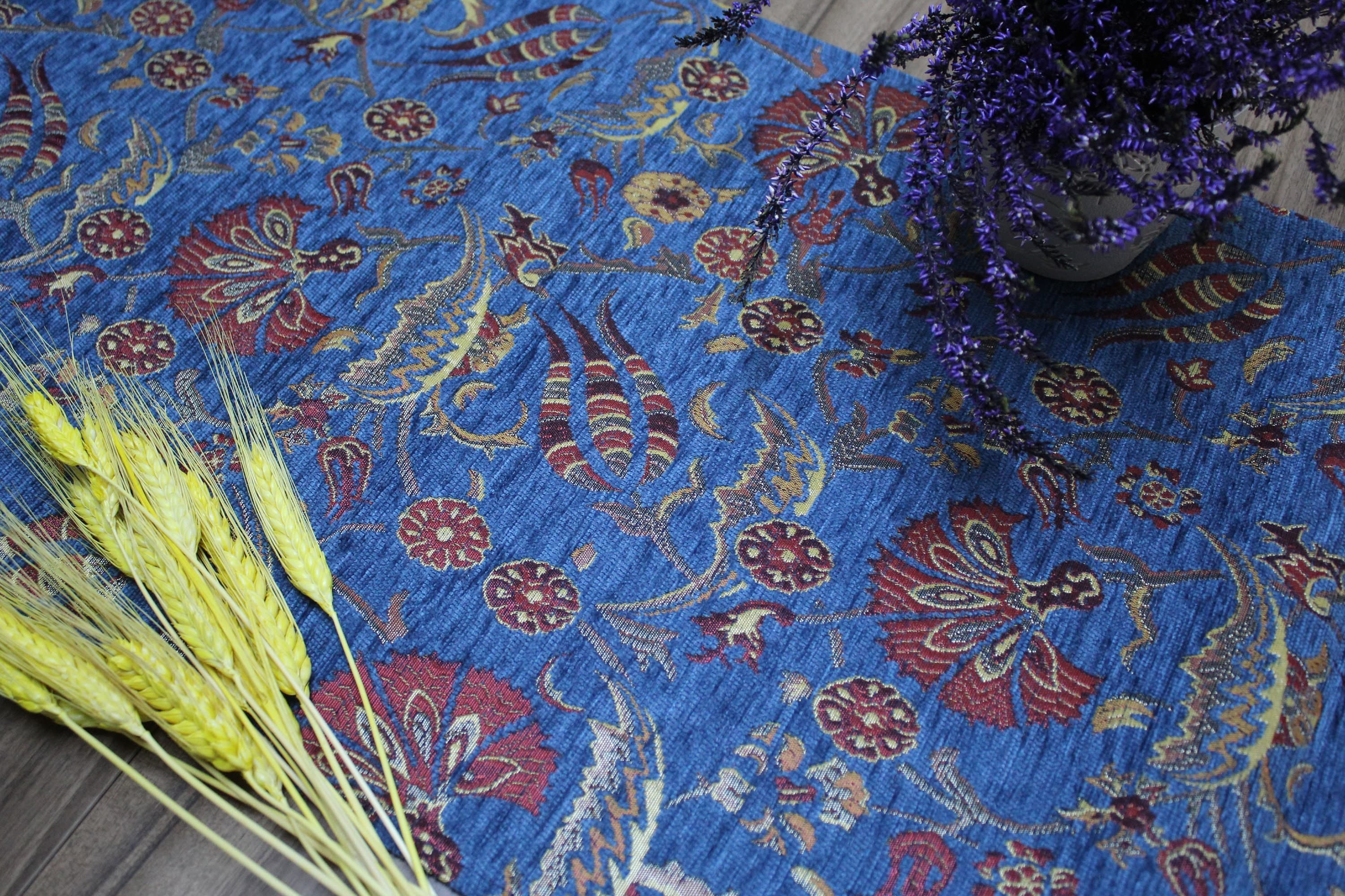 Blue Turkish  Table Cloth Runner, Boho Table Runner For Wedding, Home Decor Textile, Ethnic Home Decor, Table Runner Textured,    RNR126 - image 3