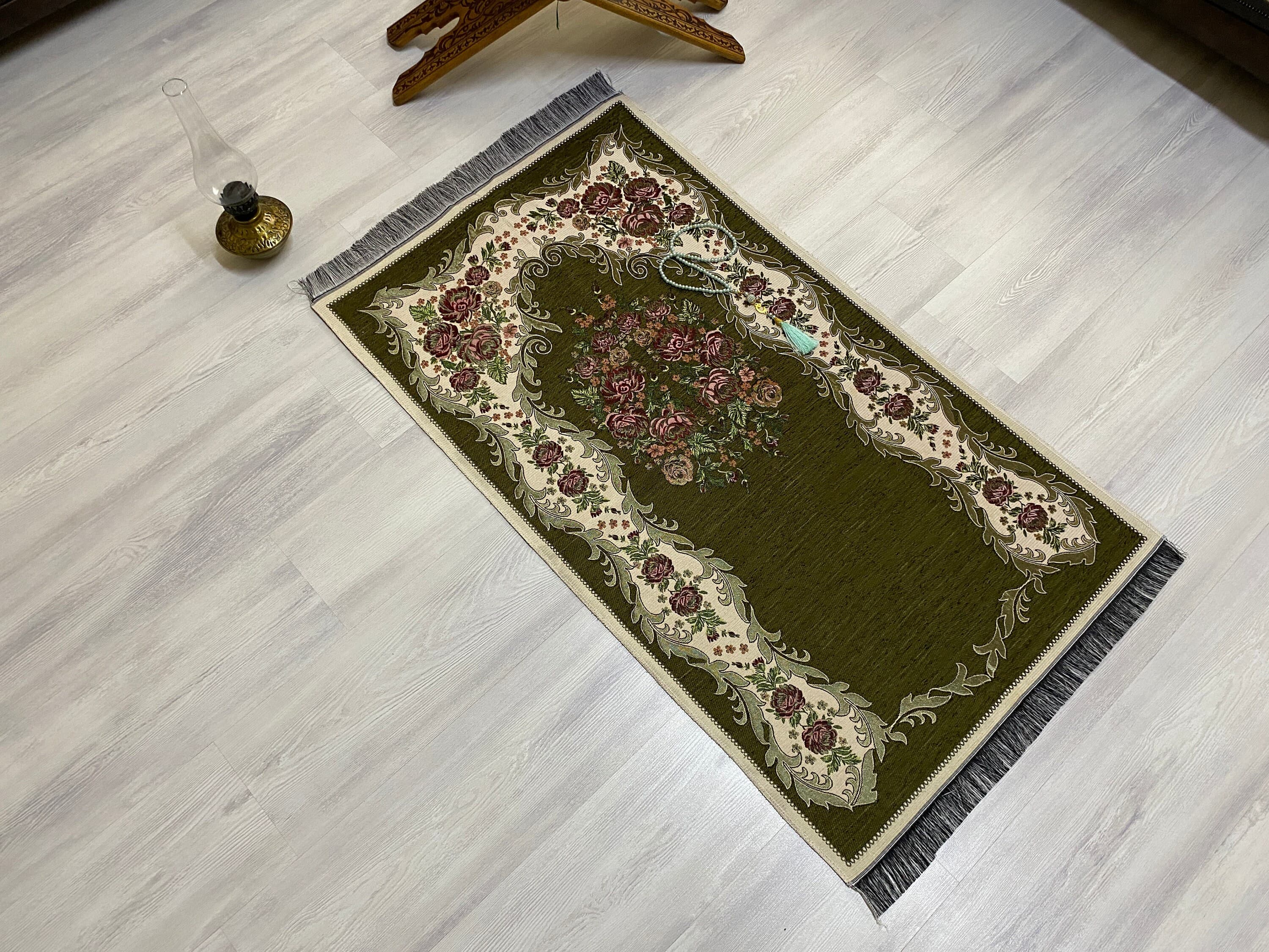 Khaki Light  Prayer Mat, Sejadah Prayer Mat with Tasbeeh,Muslim Wedding Gift, Prayer Rug, Muslim Janamaz, Islamic Gift, RNR525 - image 4