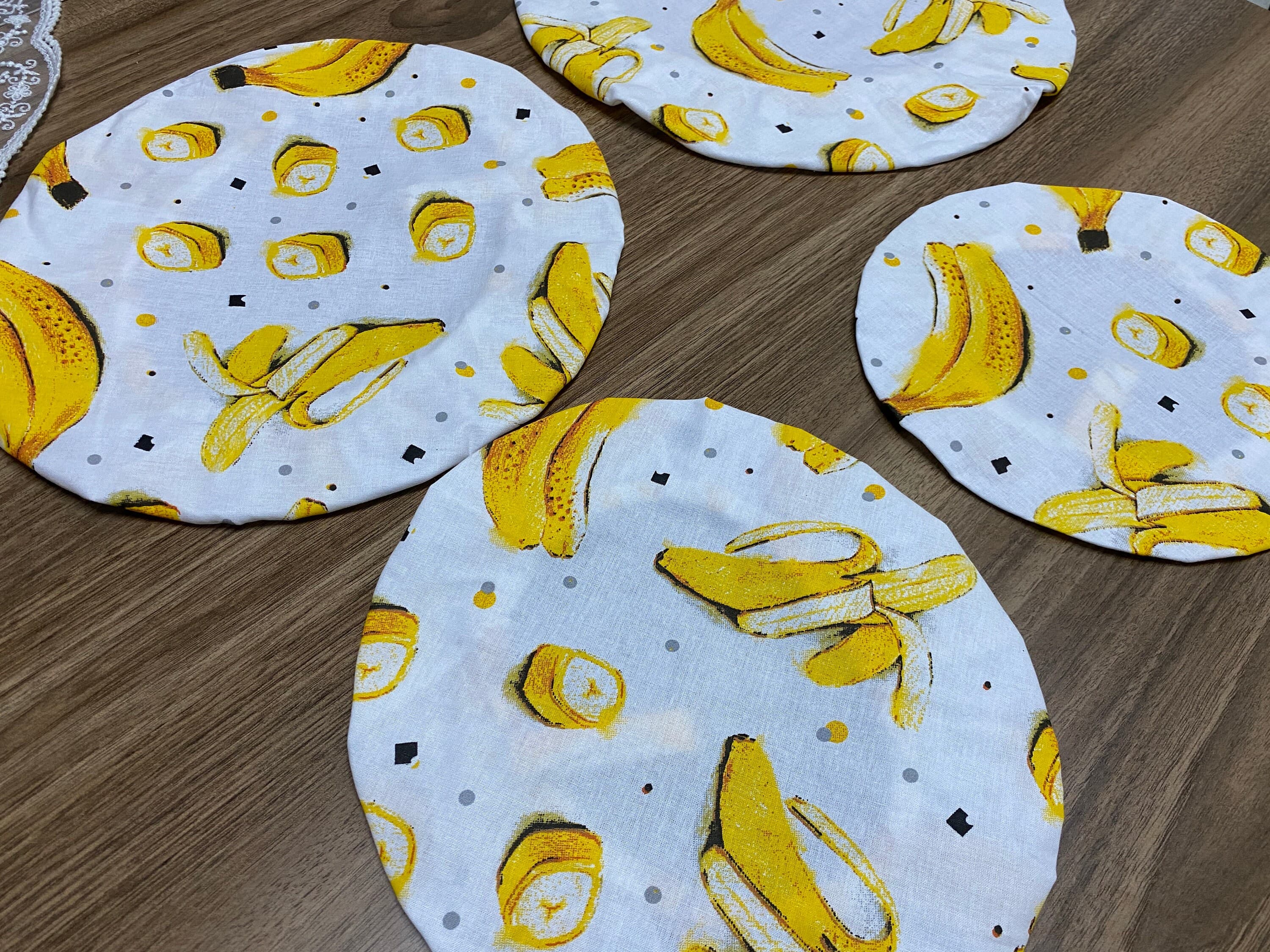Set Of 4 Adjustable Dish and Bowl Cover,Banana Print, Eco-Friendly Bowl Cover,Reusable Zero Waste Cotton Cover, BC143-SET - image 5