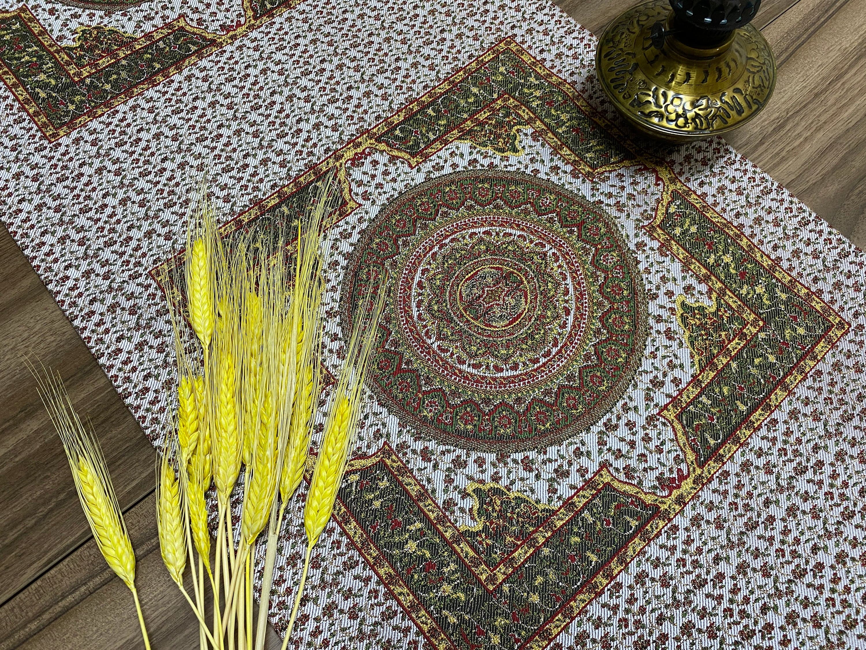 Cream Seramic Pattern Turkish Coffee Table Cloth Runner,  Aztec Boho Wedding Oriental Table Runner, Cream Diner Table Runner, RNR287 - image 3