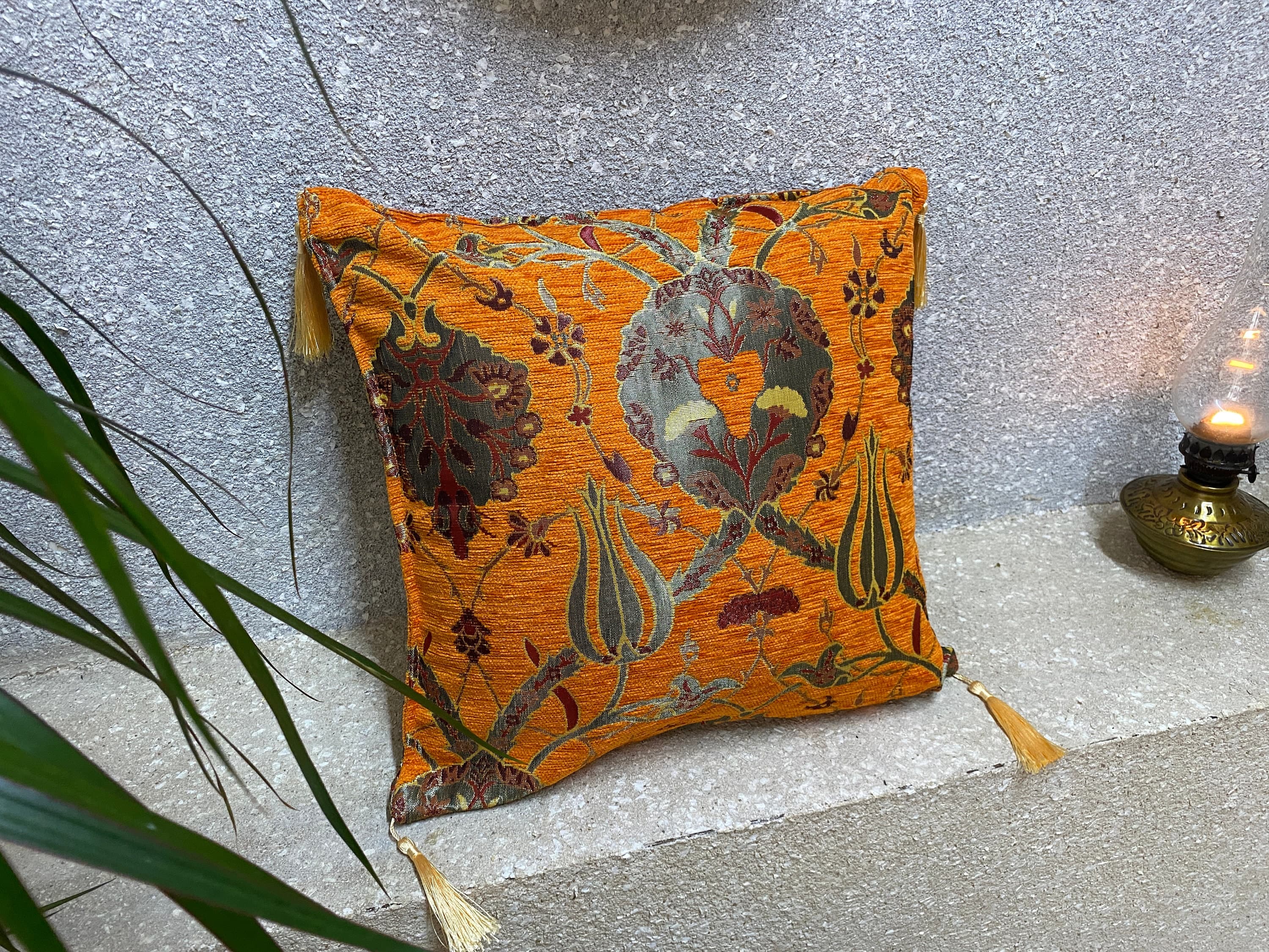Orange 17" x 17" Bohemian Eclectic Home Décor, Oriental Cushion Covers, Turkish Cushion Cover, Ethnic Cushions, 44x44 Cushion Covers, CSH103 - image 5