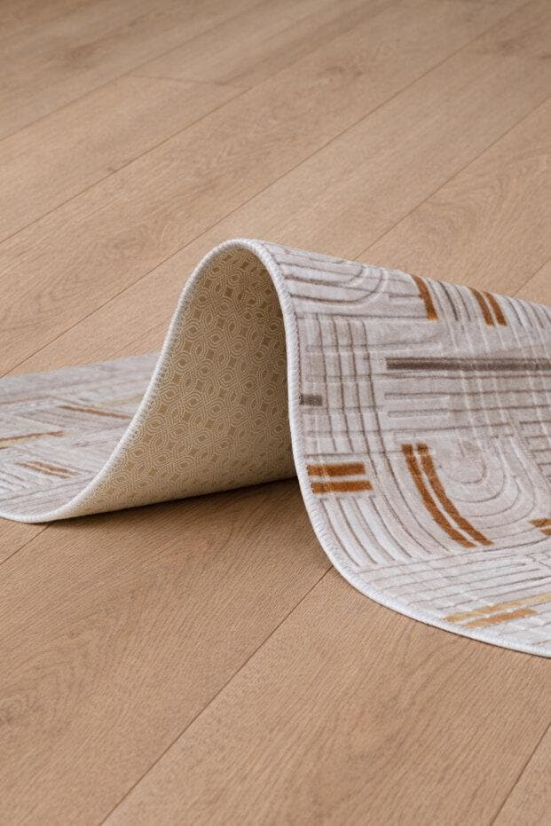 Washable Turkish Runner Rug, Non Slip Cotton Base Hallway Kitchen Carpet Modern Soft Stain Resistant Runner, BH-3005-BEJ - image 4