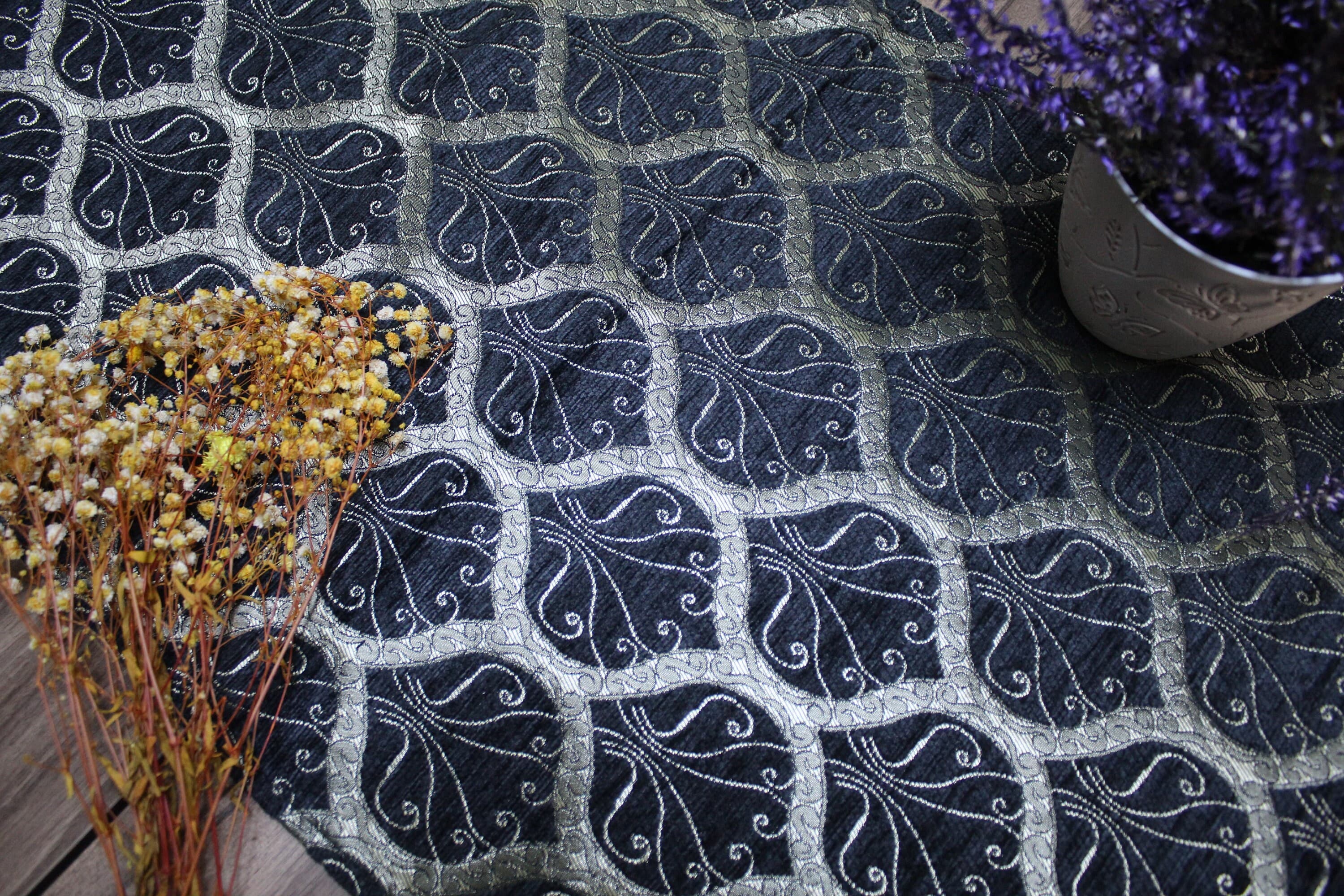 Black Turkish  Table Cloth Runner, Peacock Tail Design Floral Boho Table Runner For Wedding, Gold Table Cover, Coffee Table Runner,  RNR190 - image 3