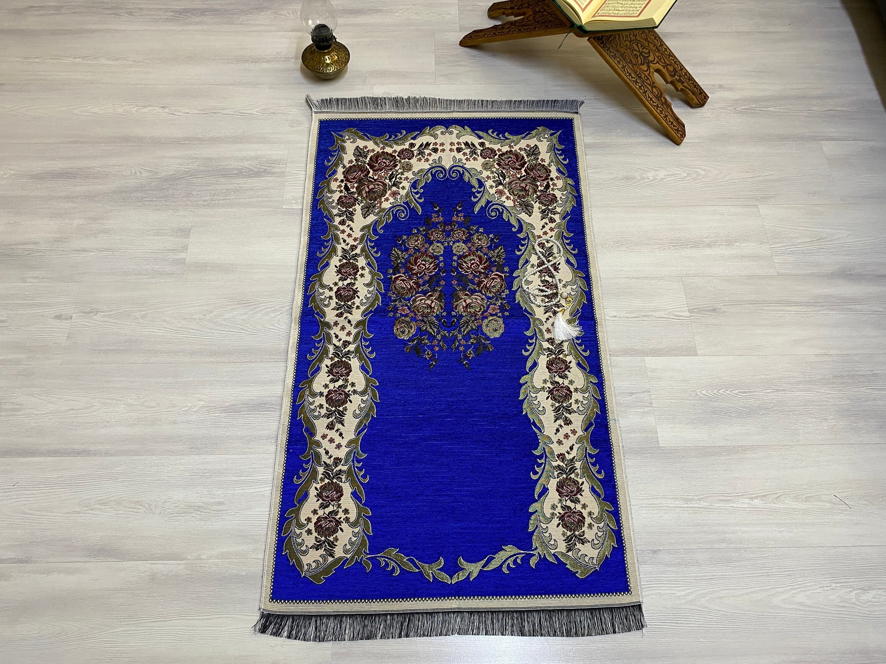 Blue Light Prayer Mat, Sejadah Prayer Mat with Tasbeeh,Muslim Wedding Gift, Prayer Rug, Muslim Janamaz, Islamic Gift, RNR529 - image 3
