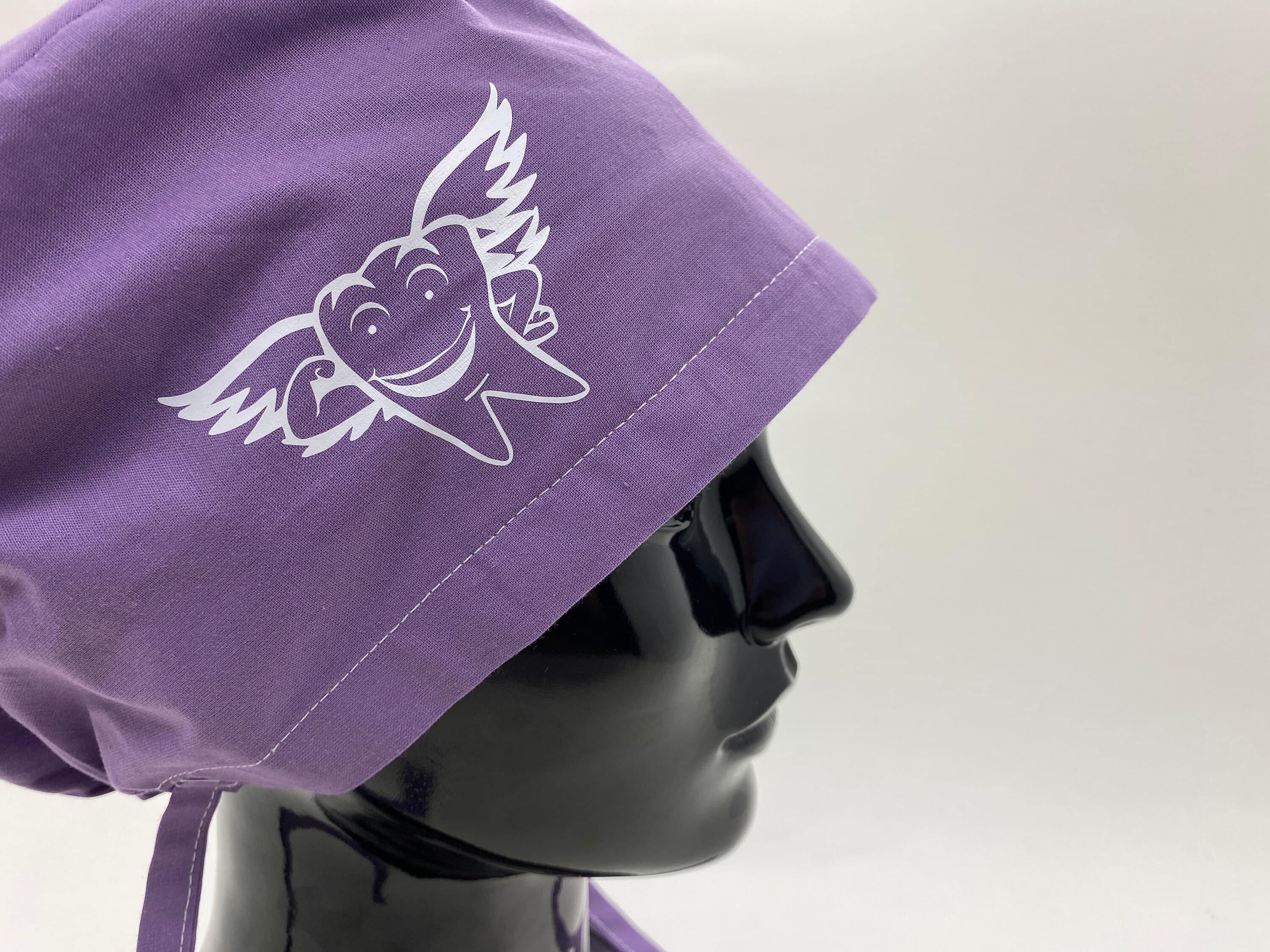 Lilac Dentist Surgical Scrub Cap Hat with Buttons, Angel Tooth Print Surgical Scrub Cap Hat Lilac, Unisex Dentistry Scrub Cap,      HAT210 - image 4