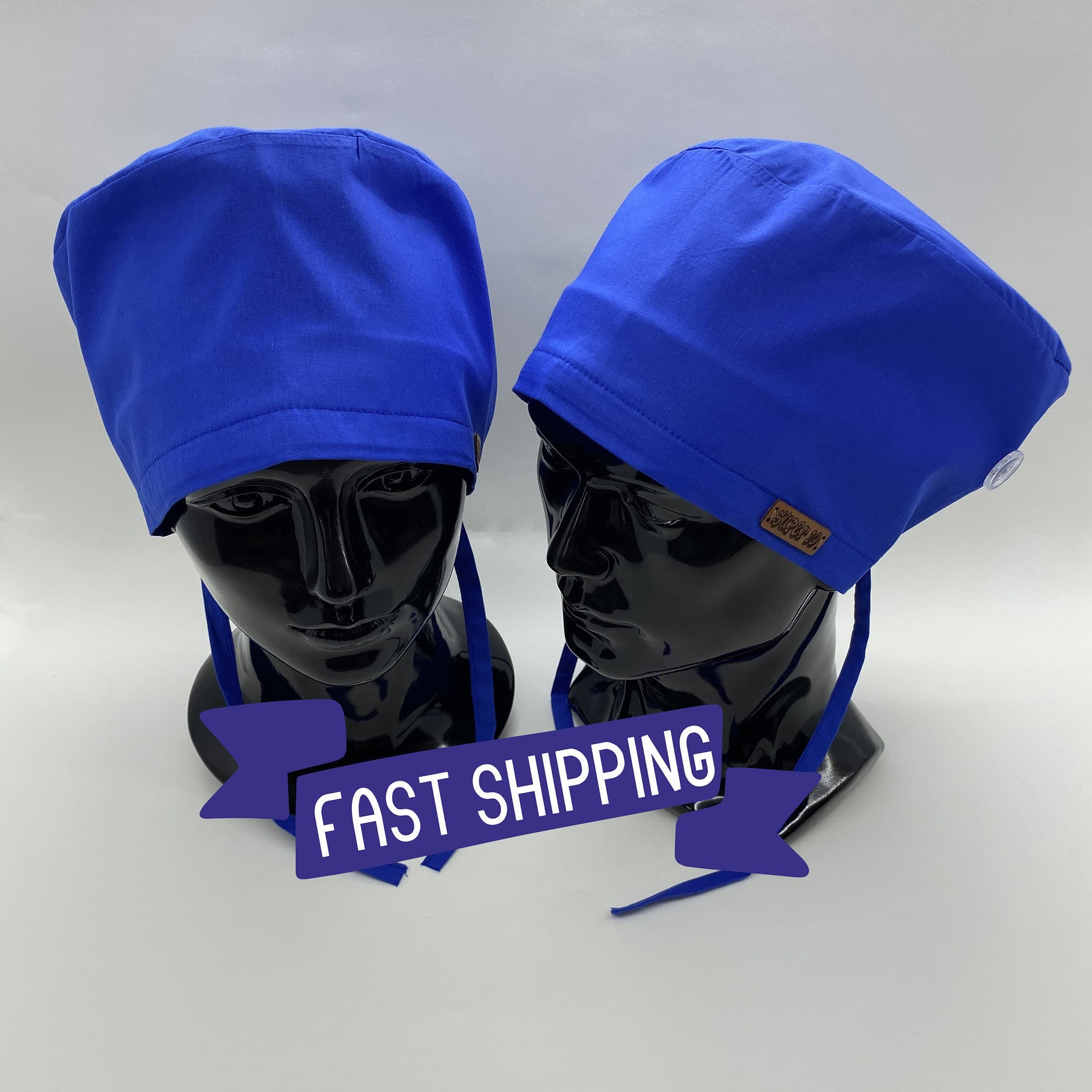 Blue Scrub Cap, Skull Blue Cap, Vet Cap, Nursing Cap, Ear Saver Cap, Ponytail Cap, Scrub Cap Sewing, Solid Surgical Cap,       HAT189 - image 3
