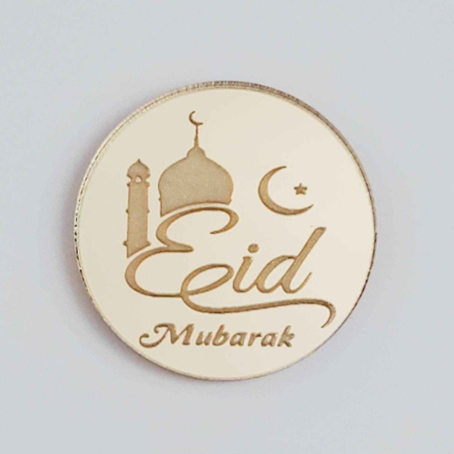 12 Eid Mubarak Acrylic Cupcake Toppers, Mirror Disc, Acrylic , mini Acrylic Cake Toppers ,Birthday acrylic cake topper, Ramadan Tags, Eid - image 3