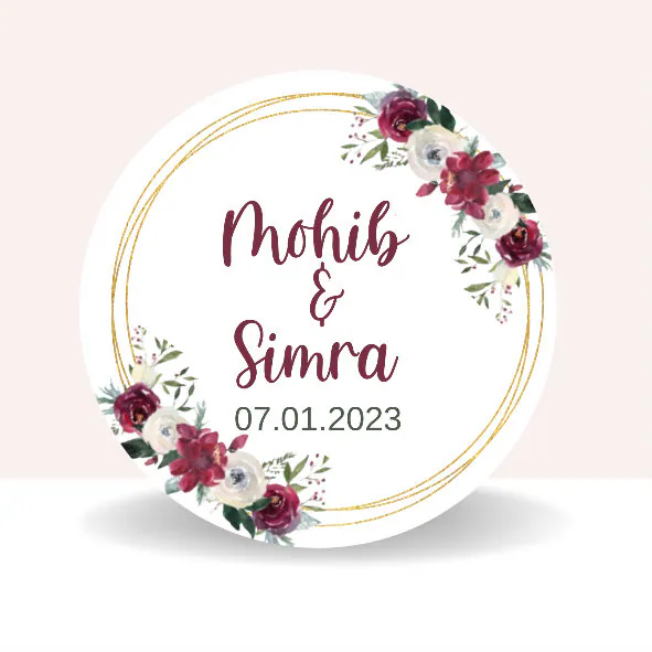 Personalized Nikkah Stickers: Floral Muslim Wedding Favor - image 3