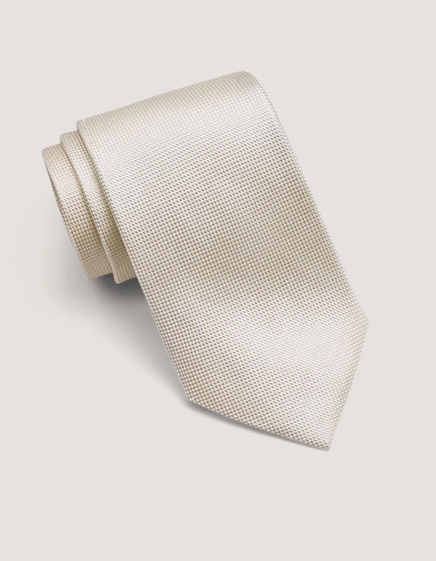 Cream Silk Necktie: Self-Printed Elegant Men's Tie