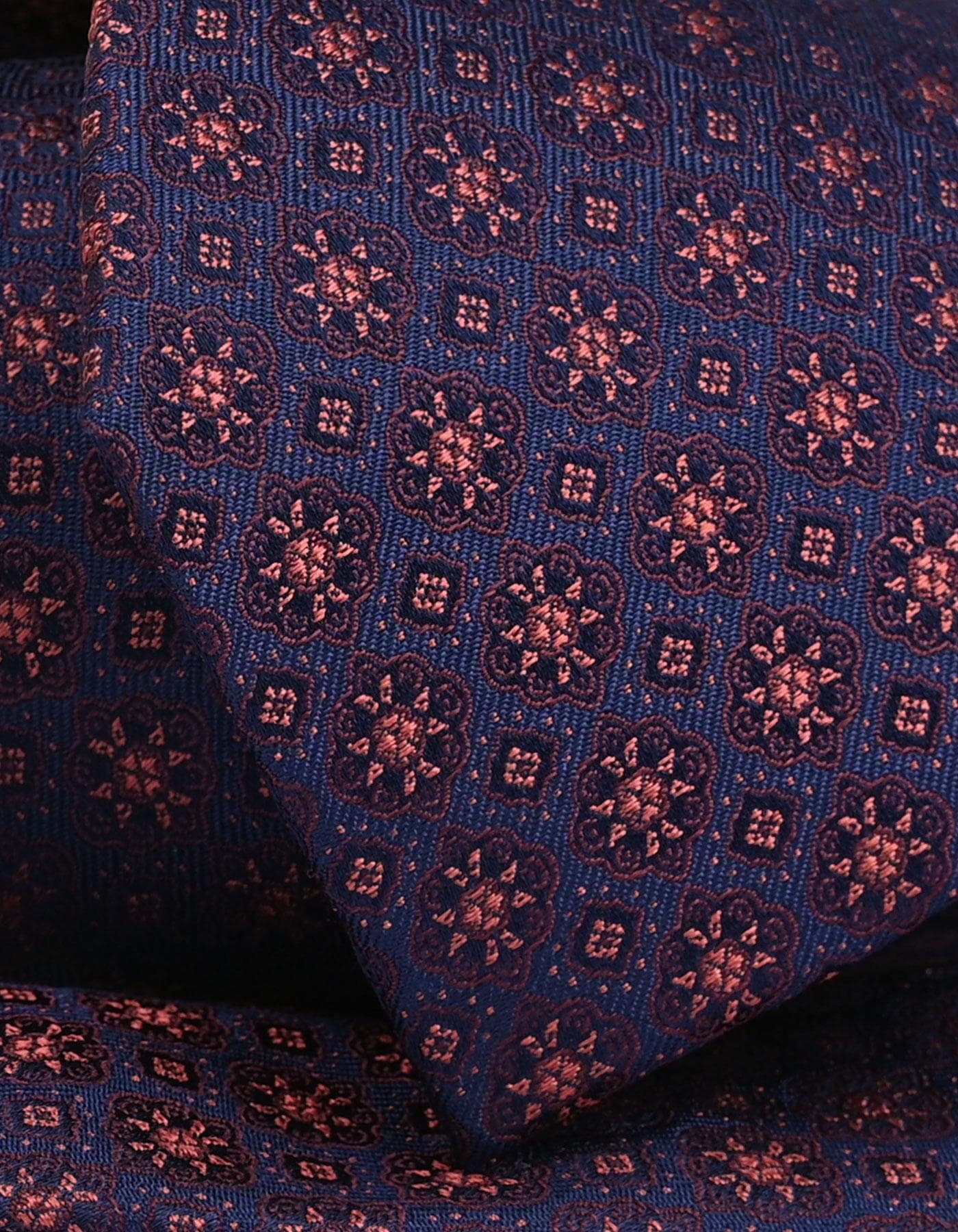 Necktie | Navy and Rust Silk Floral Tie | Gift for man, unique men's tie, elegant edgy Tie, Wedding tie - image 5