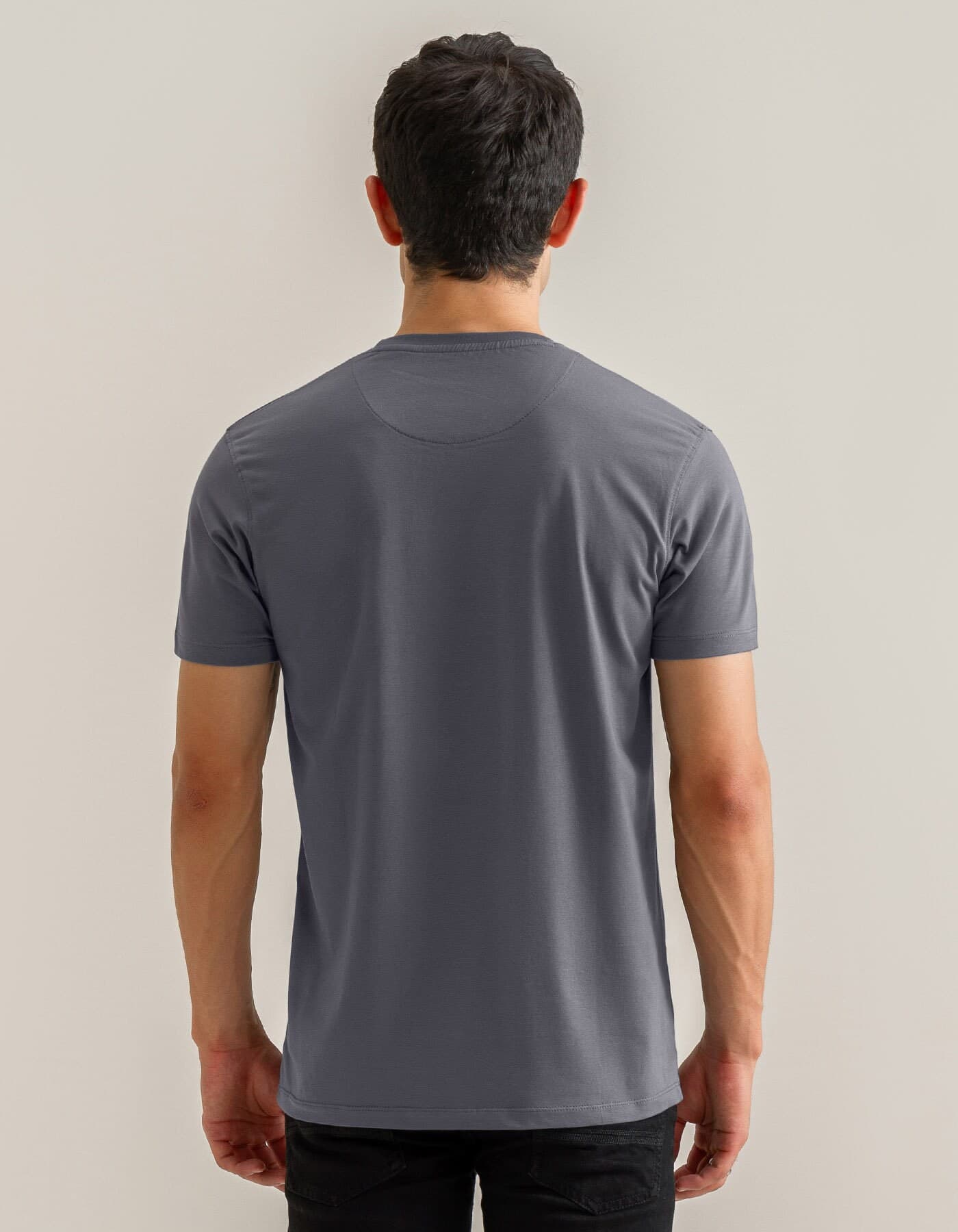 Men's Premium Cotton-Spandex Blend T-Shirt: Smart Fit Charcoal Grey Tee - image 4