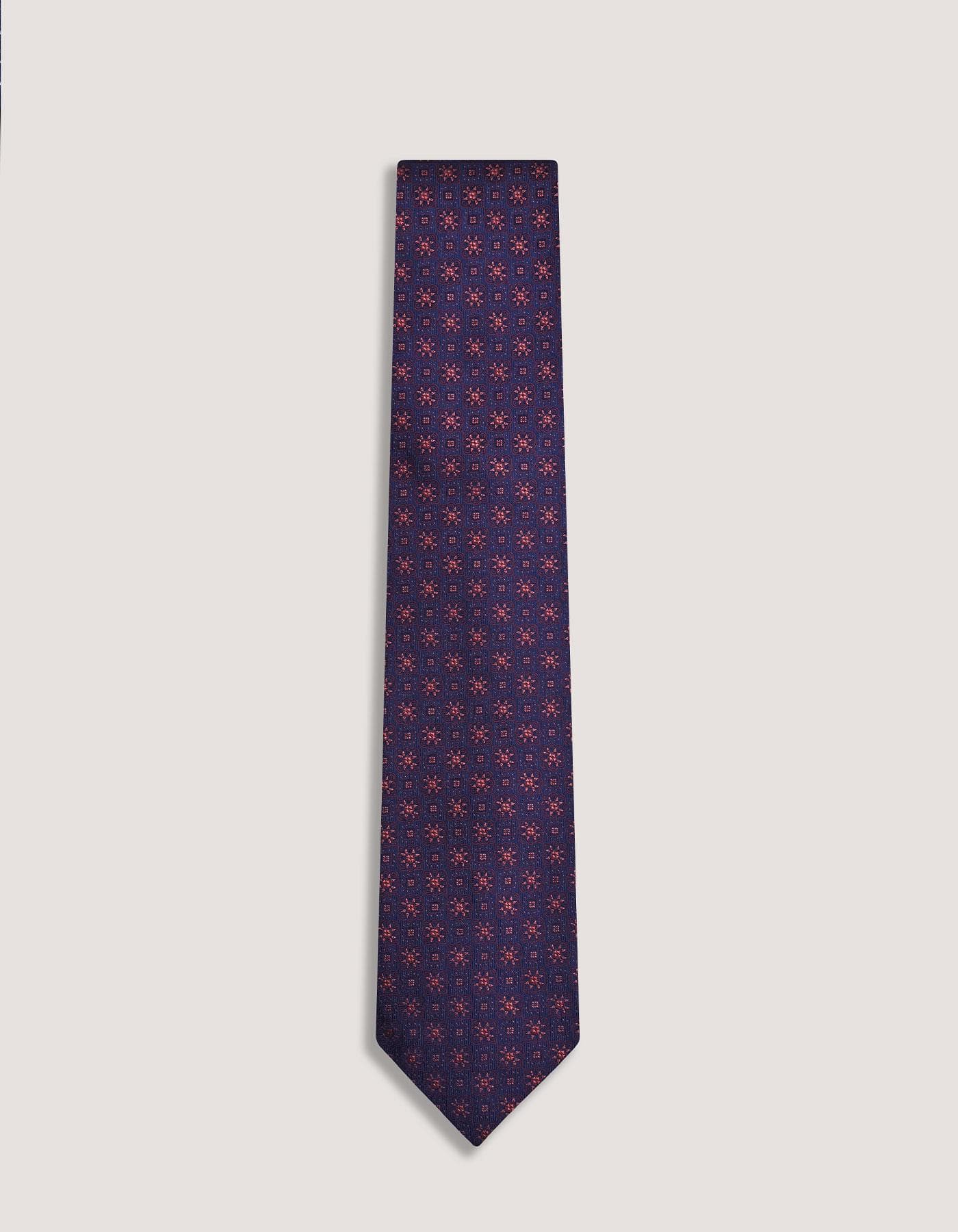 Necktie | Navy and Rust Silk Floral Tie | Gift for man, unique men's tie, elegant edgy Tie, Wedding tie - image 3