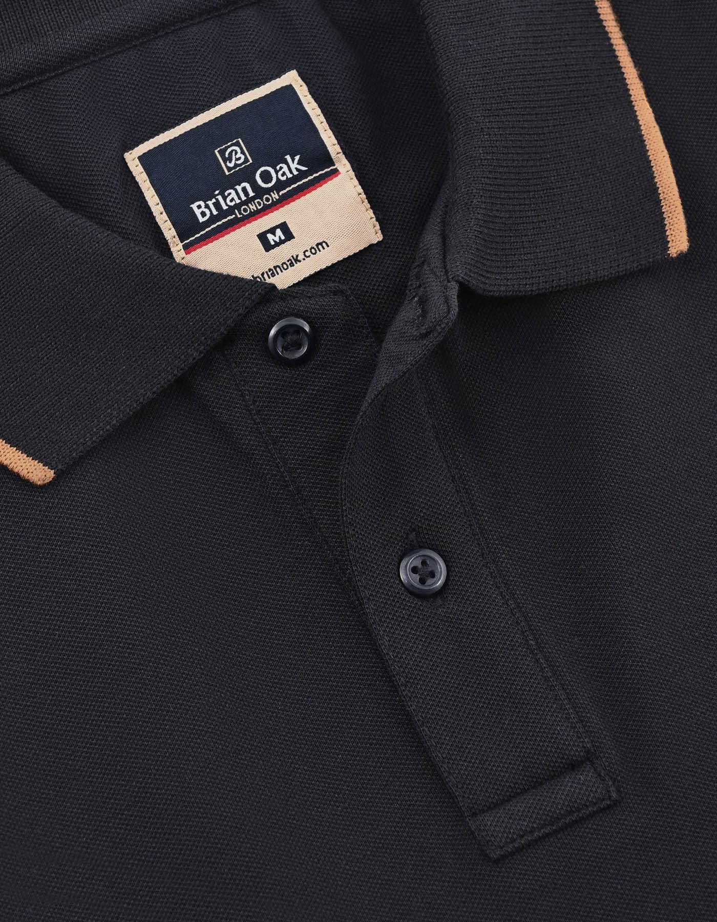 Men's Black Pique Polo Shirt | Cotton Blend, Embroidered Logo - image 4
