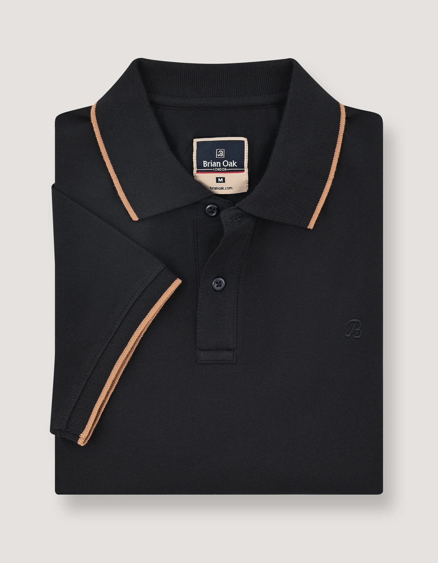 Men's Black Pique Polo Shirt | Cotton Blend, Embroidered Logo - image 3