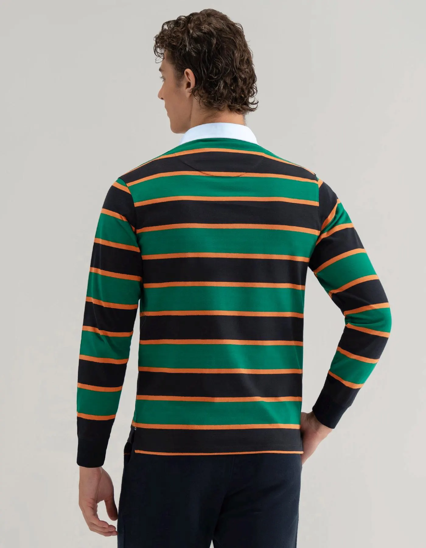 British Green Yarn Dyed Striped Cotton Rugby Shirt - image 5