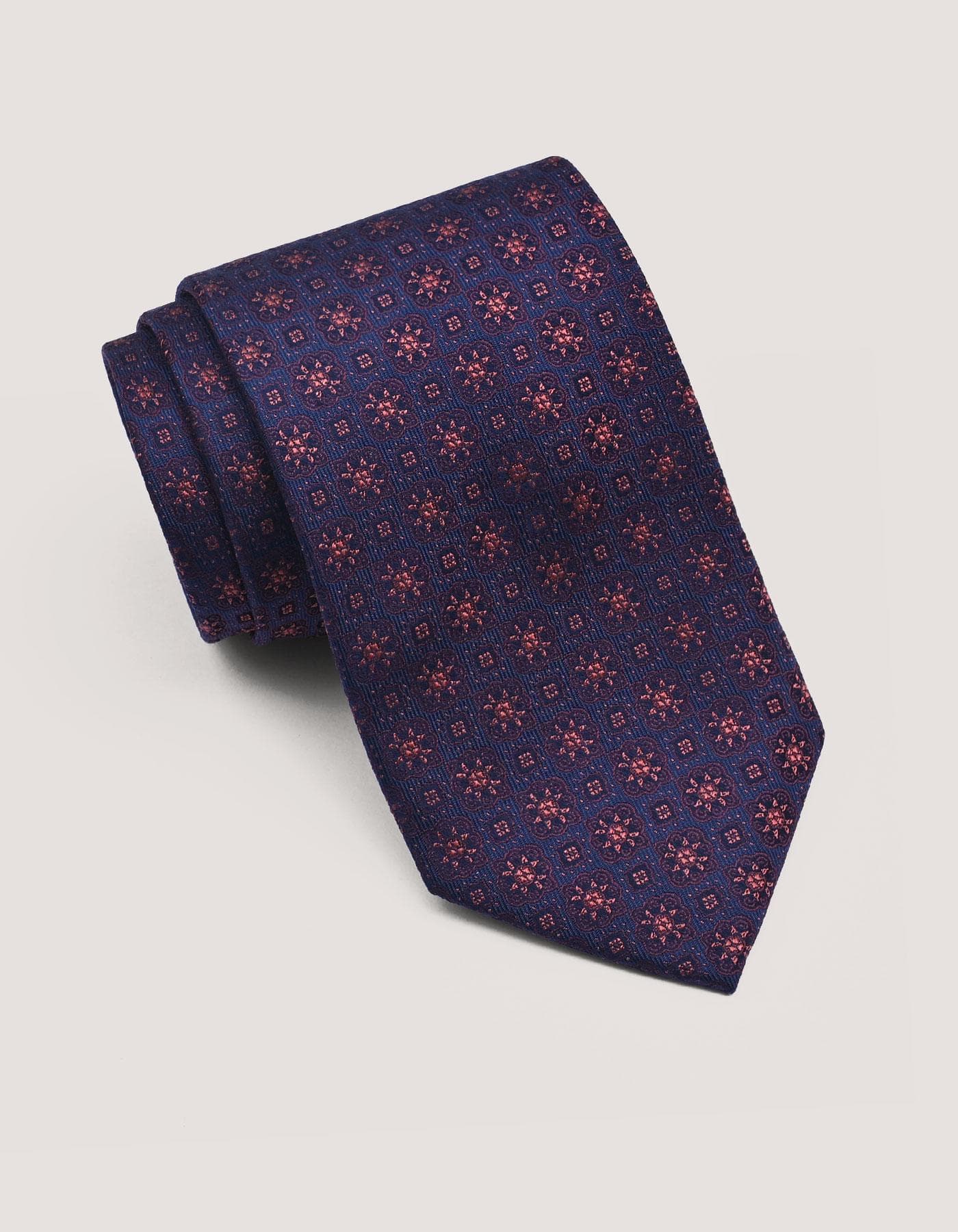 Necktie | Navy and Rust Silk Floral Tie | Gift for man, unique men's tie, elegant edgy Tie, Wedding tie