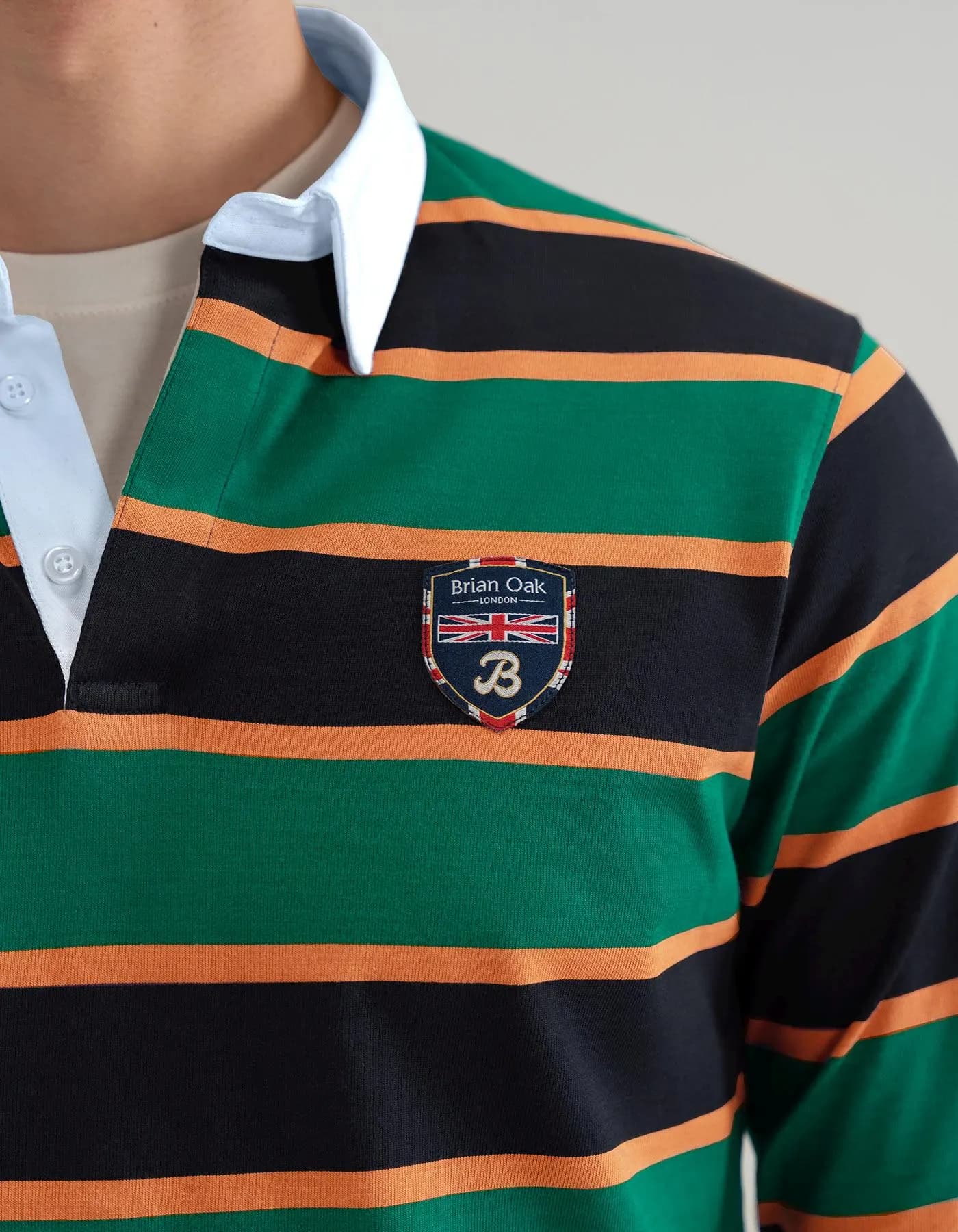 British Green Yarn Dyed Striped Cotton Rugby Shirt - image 4