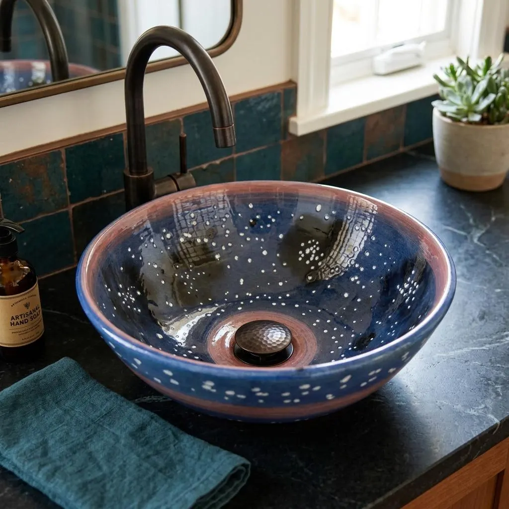 Multicolor Purple Floral Bathroom Sink, Kitchen Vessel Sink, Countertop Ceramic Basin, Bathroom Designer Sink, Guest Bathroom, Vanity Sink