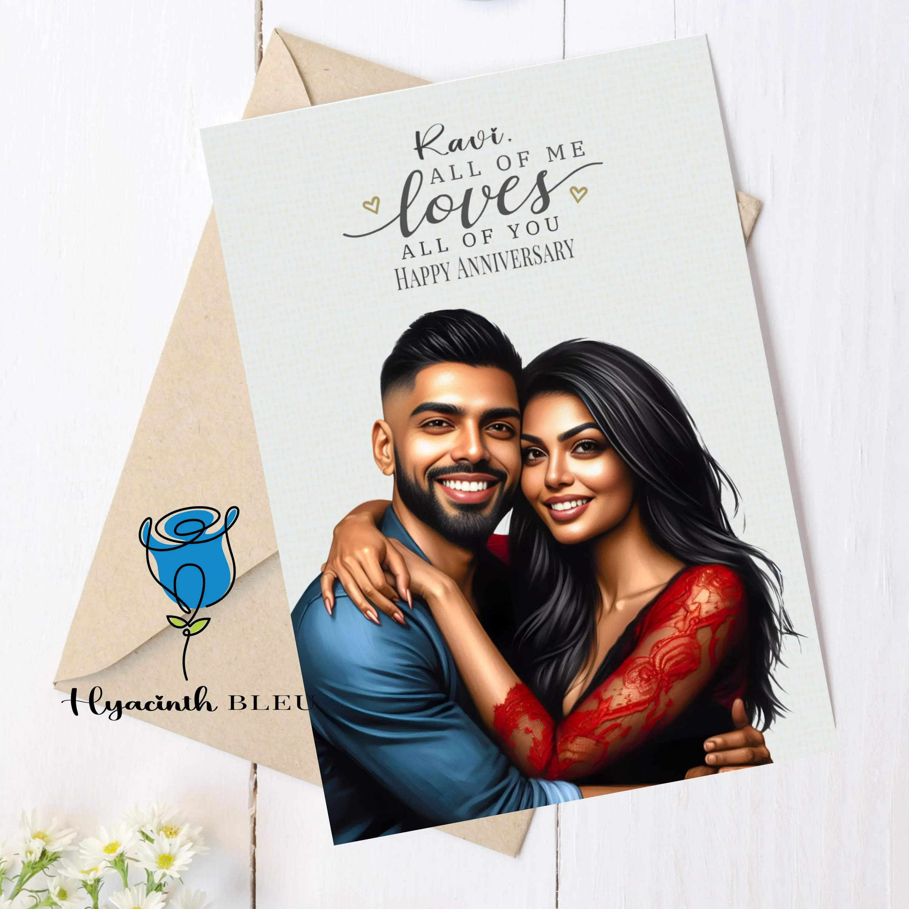 Asian Valentine's Day Card: Indian Anniversary Card for Desi Couple - image 3