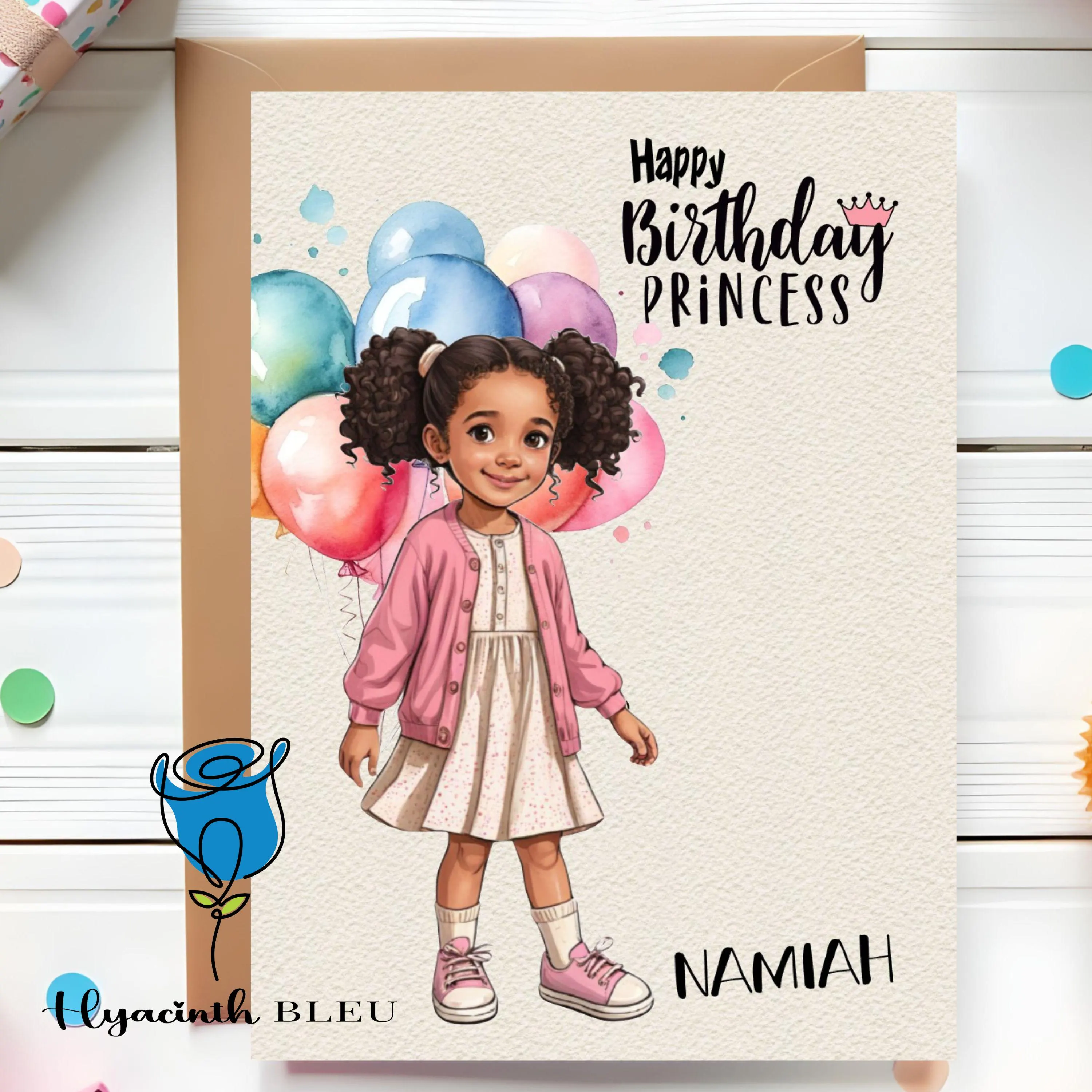 Mixed Race Girl Birthday Card: Princess Daughter Card - image 3