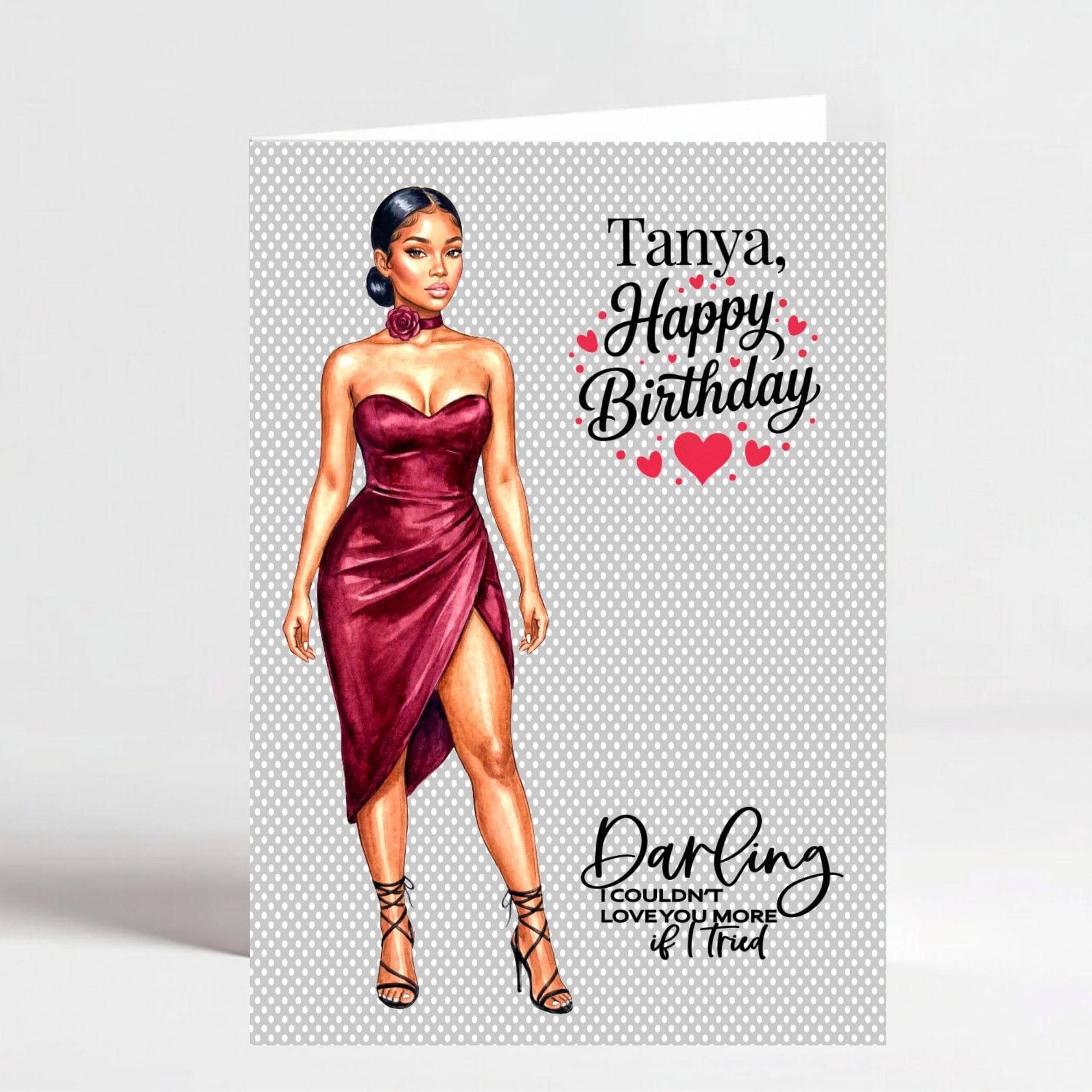Black Woman Anniversary Valentine Birthday Card, Girlfriend Wife Partner Romantic Personalised Keepsake - image 5