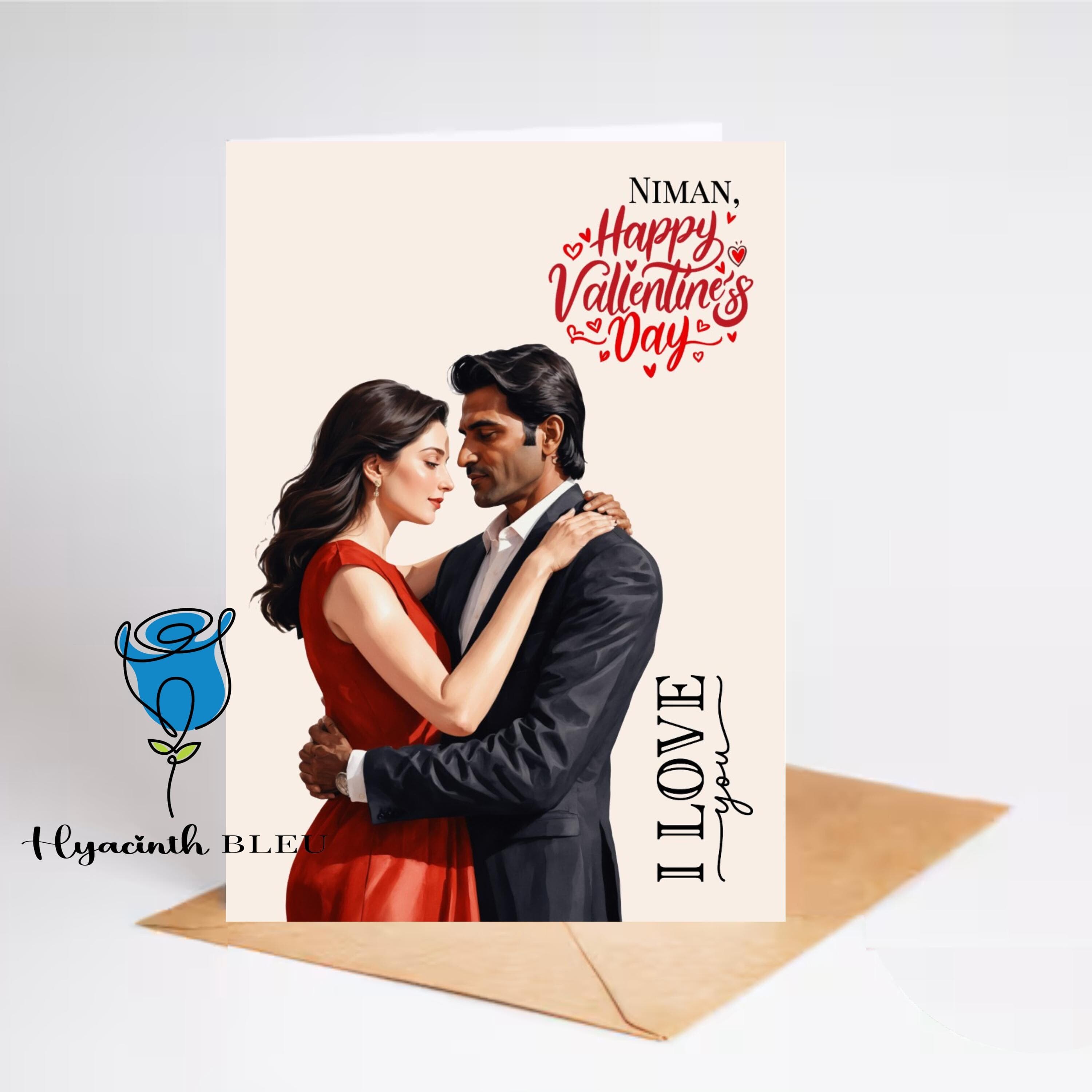 Personalized Valentine's Day Card: Indian Couple, Wife, Husband