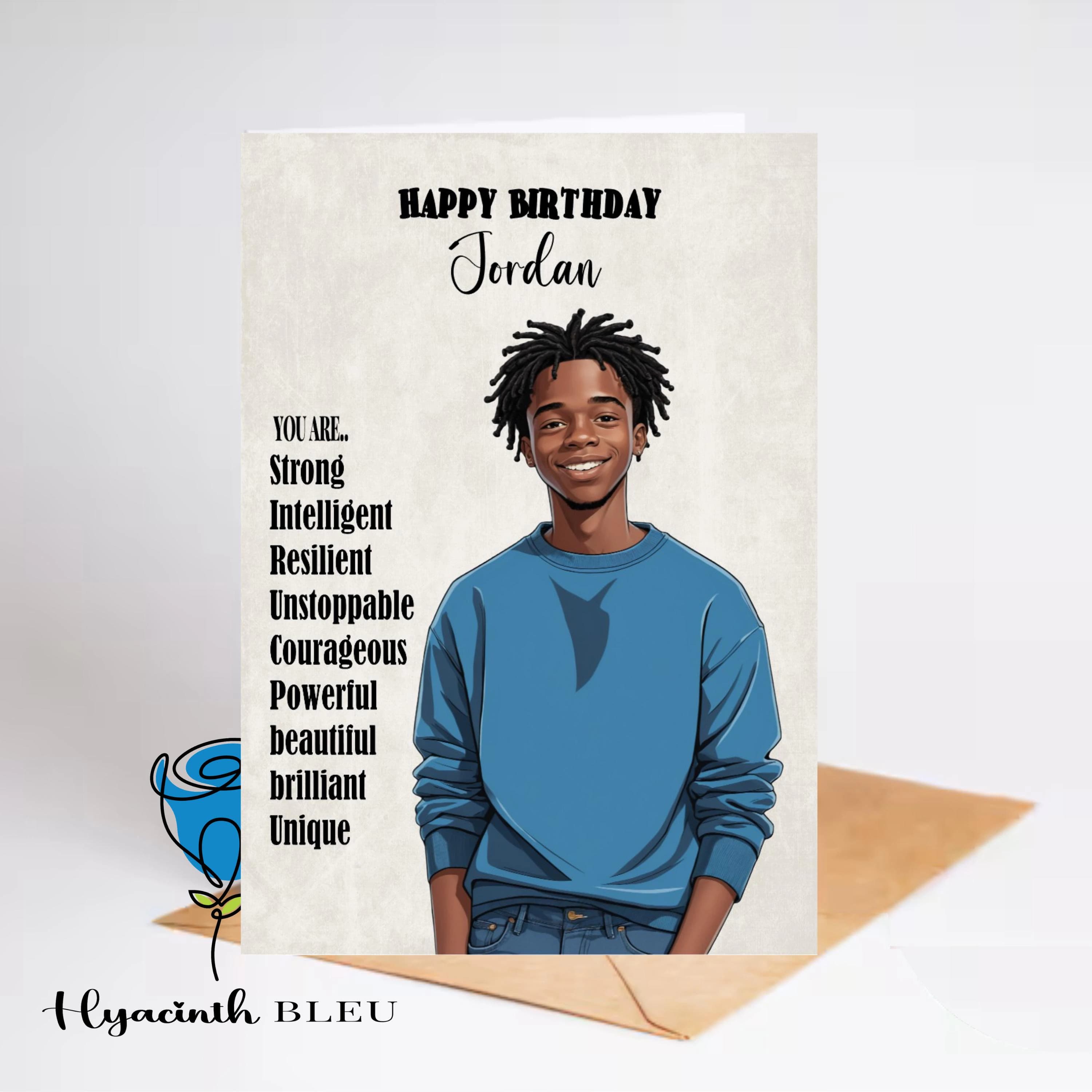 Personalized Black Teen Birthday Card: Afro Caribbean Greeting