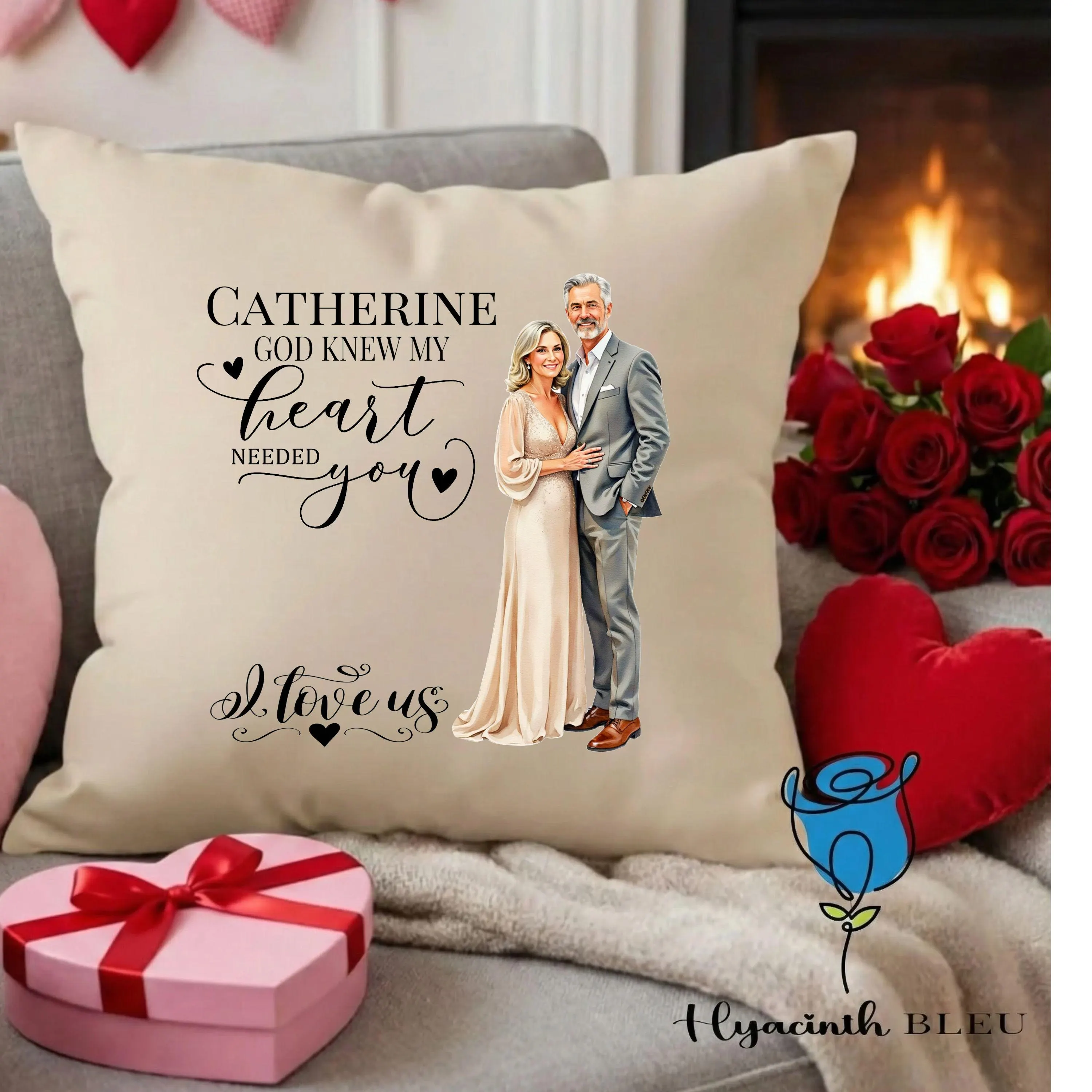 Romantic Personalised Couple Cushion, Spouse Partner Keepsake, Valentine Anniversary Present, Love Home Décor