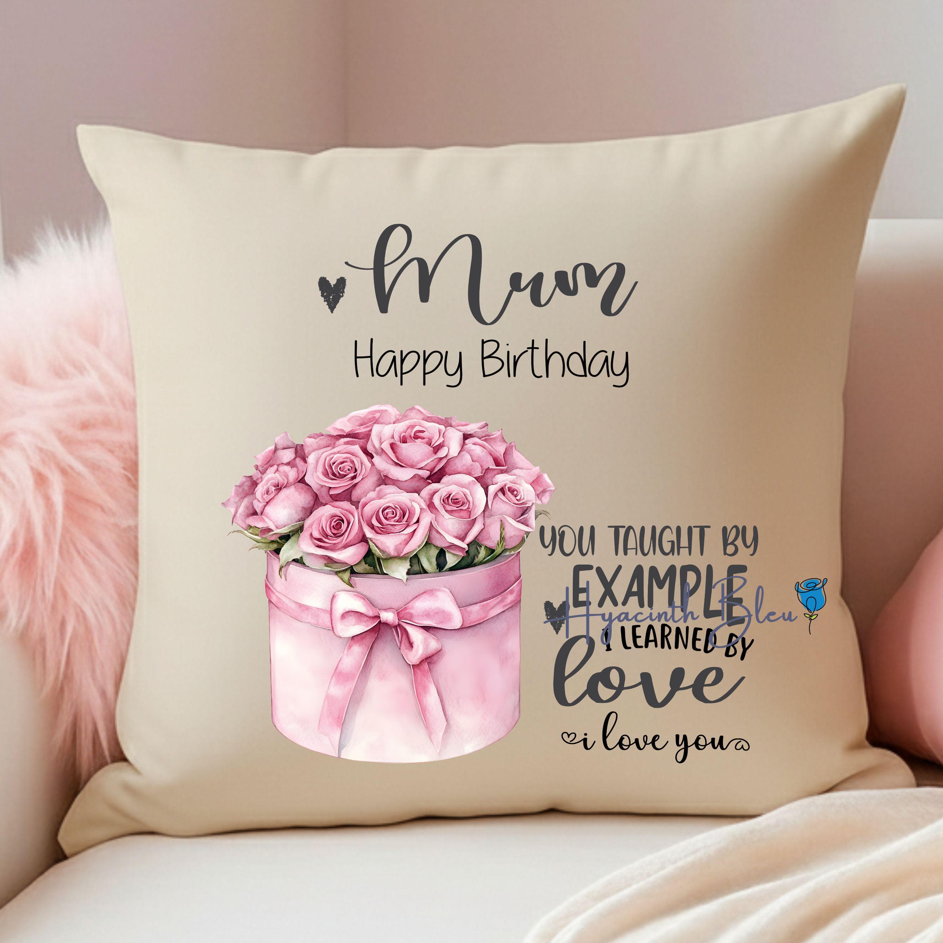 Mum Birthday Cushion Gift, Personalised Floral Heartfelt Keepsake, Mother's Day Present, I Love You Mom  Cushion