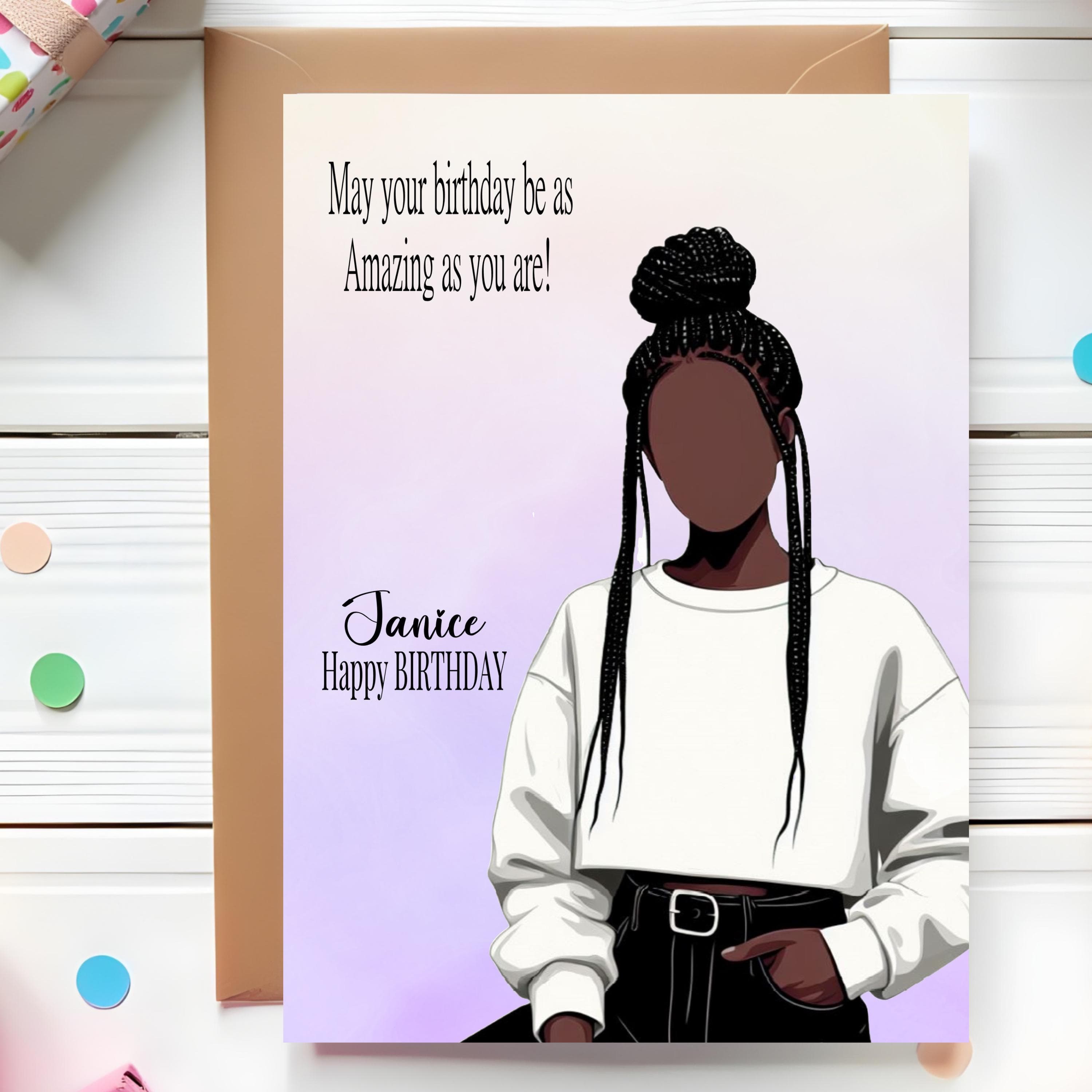 Personalized Black Woman Birthday Card: Afro Daughter Card - image 4