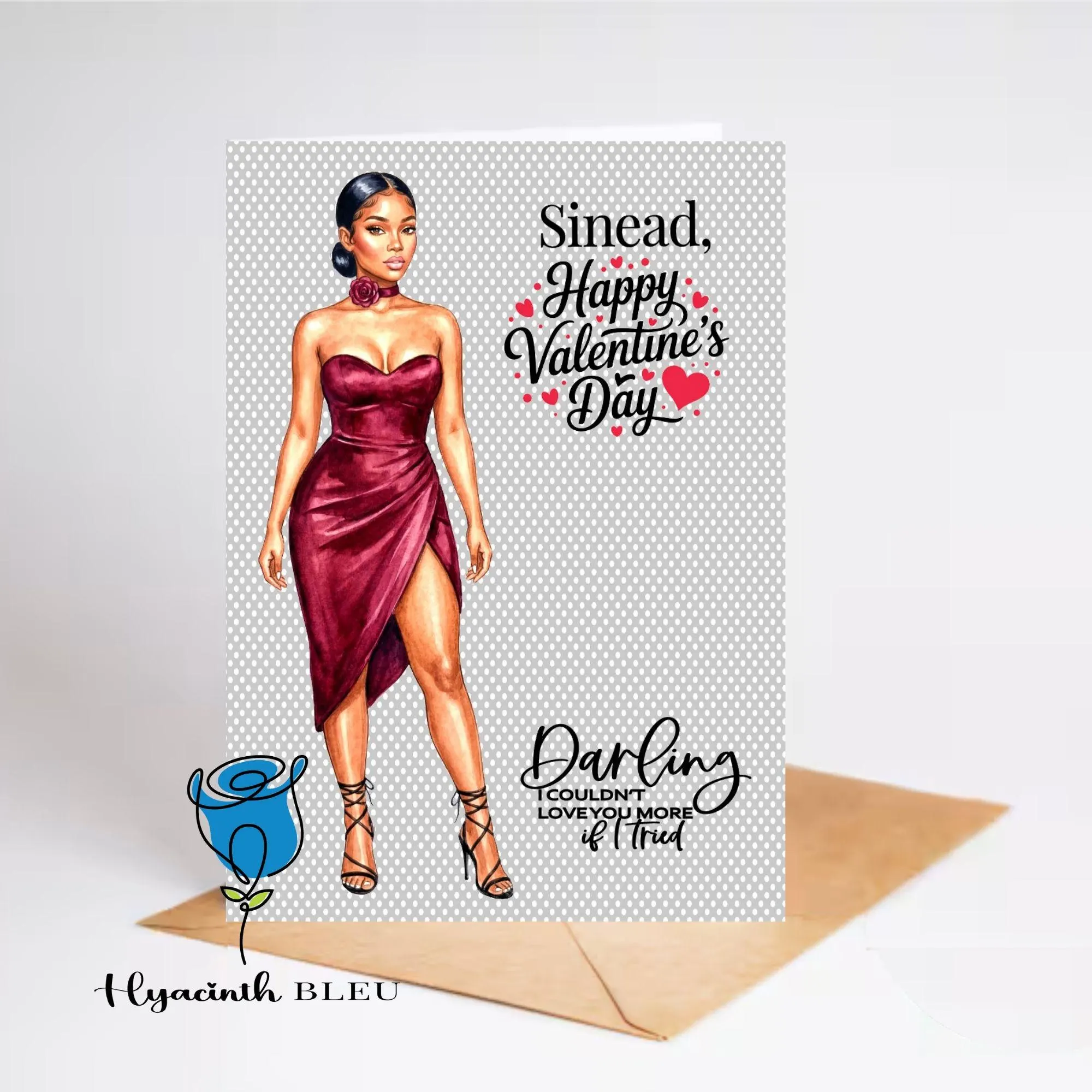 Black Woman Anniversary Valentine Birthday Card, Girlfriend Wife Partner Romantic Personalised Keepsake - image 4