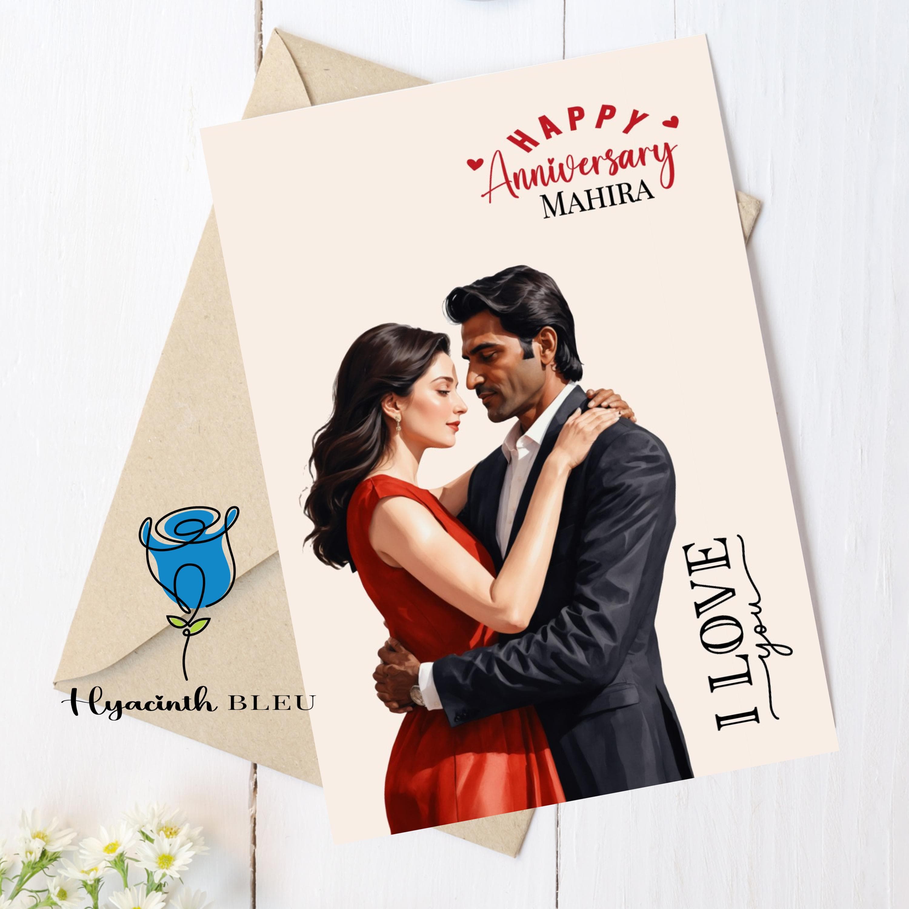Personalized Valentine's Day Card: Indian Couple, Wife, Husband - image 3