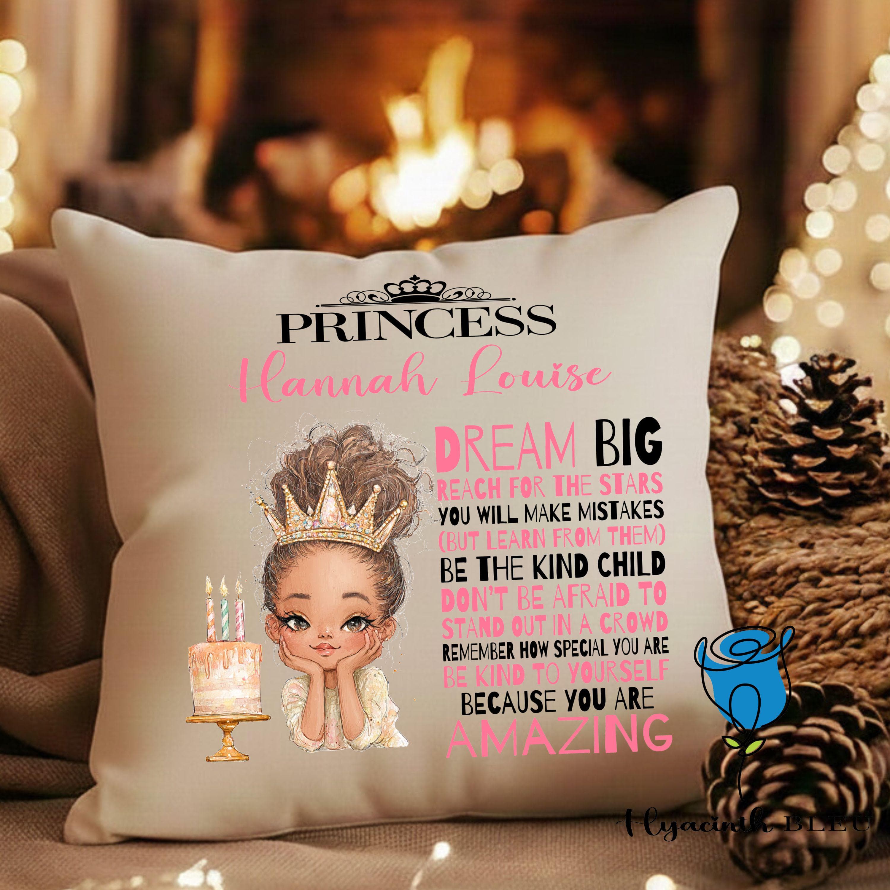 Personalised Princess Girl Cushion Gift, Birthday Keepsake, Daughter Affirmation Bedroom Decor - image 3