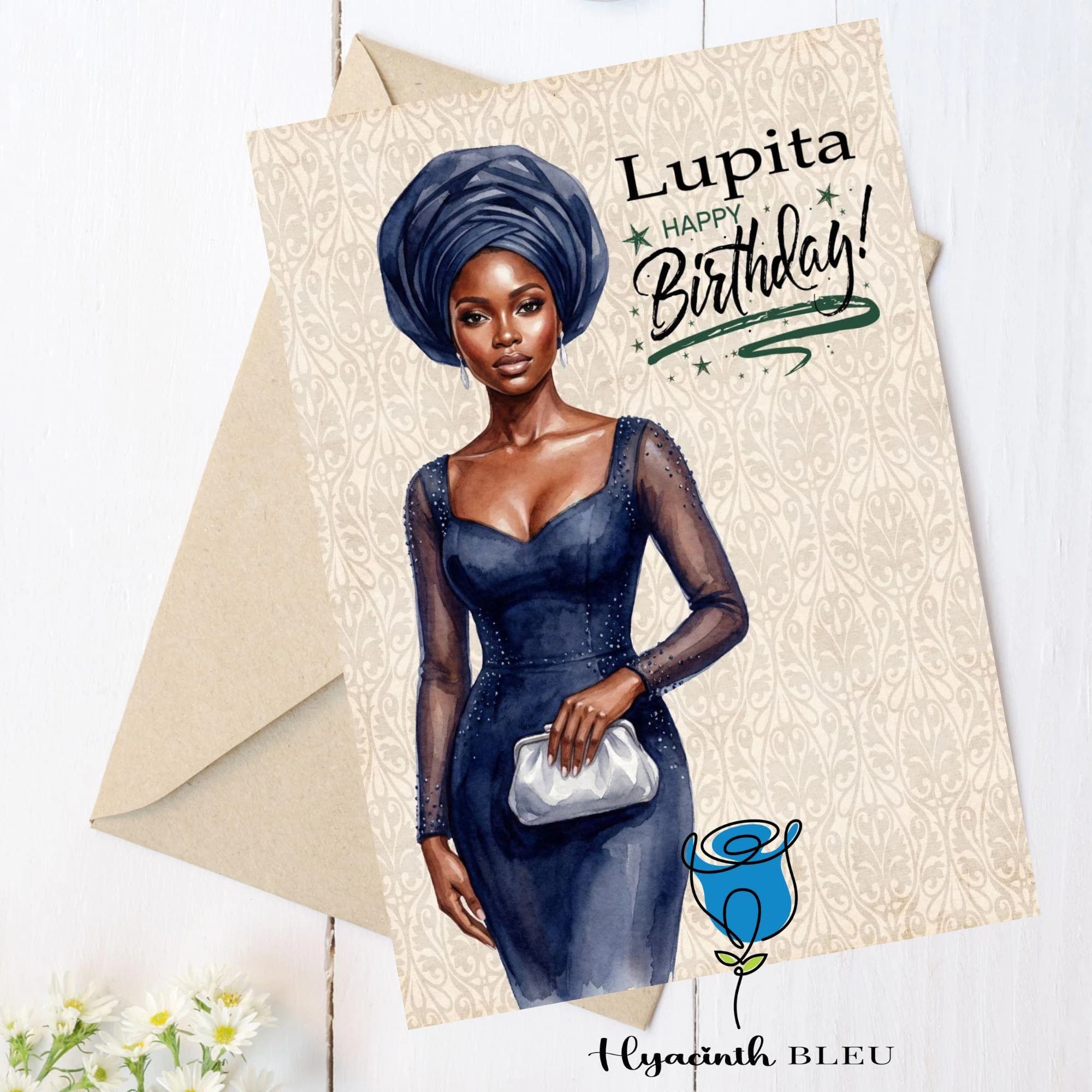 Personalised Black Woman Birthday Card: Caribbean Female Card, Black People Greeting Card