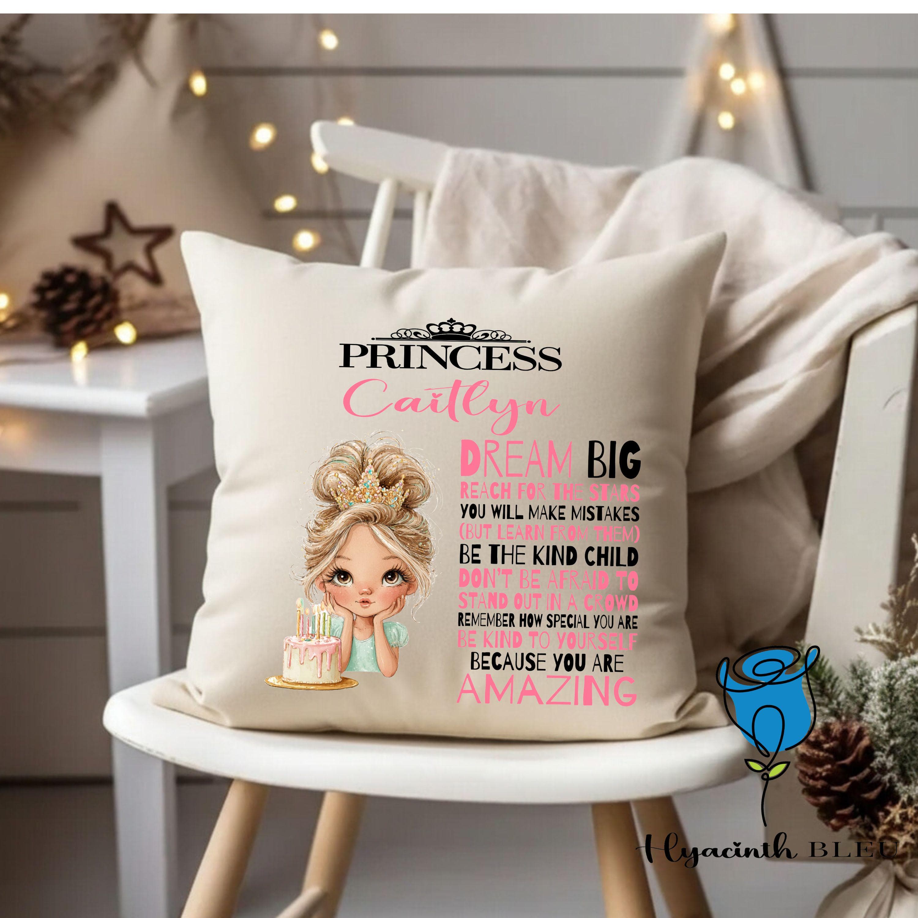 Personalised Princess Girl Cushion Gift, Birthday Keepsake, Daughter Affirmation Bedroom Decor - image 5
