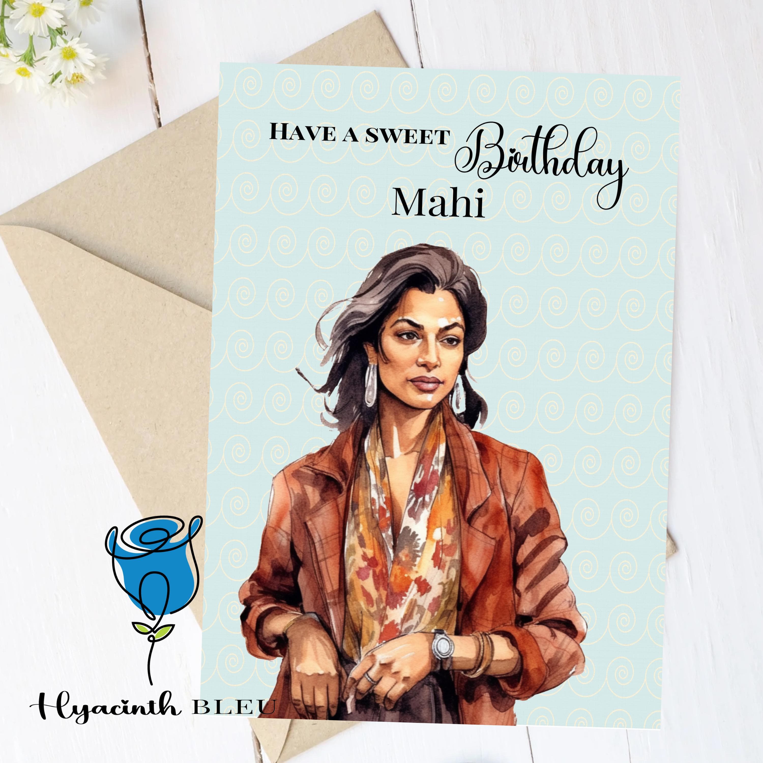Personalized Asian Woman Birthday Card: Indian Sister, Punjabi, Hindi, Urdu - image 3