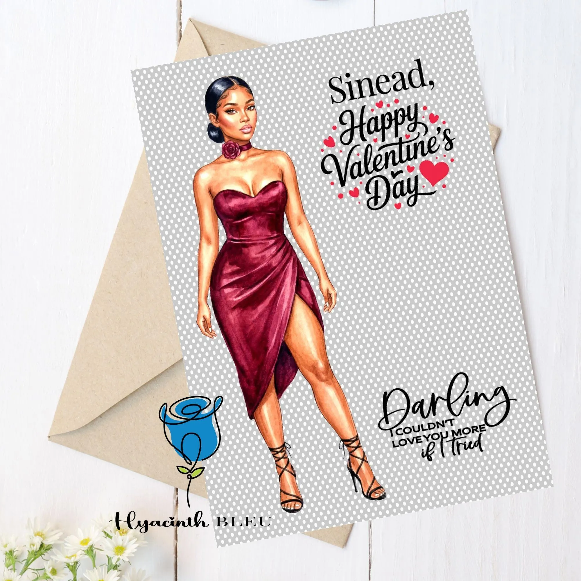Black Woman Anniversary Valentine Birthday Card, Girlfriend Wife Partner Romantic Personalised Keepsake - image 3