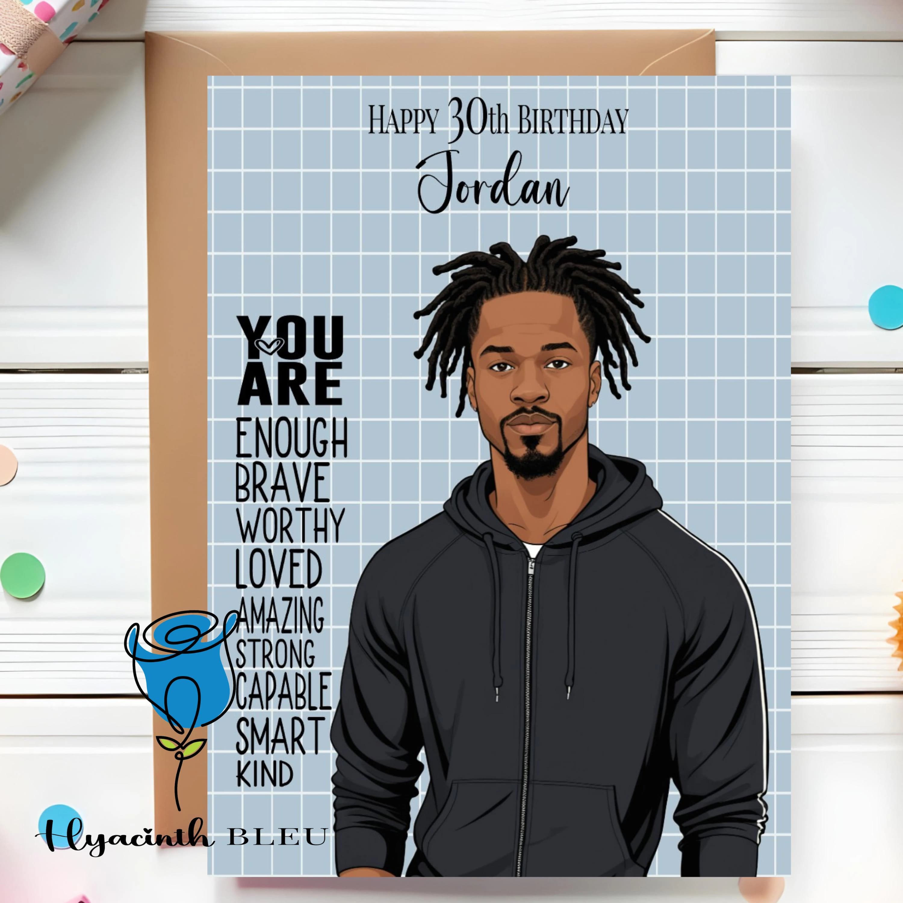Affirmation Black Man Birthday Card: Son, Husband, Brother